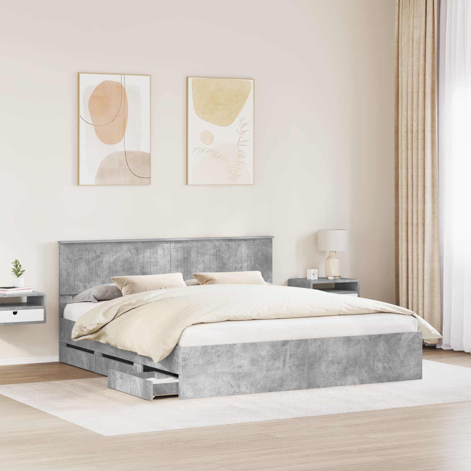 Bedframe met lade Beton Grijs 180 x 200 cm Ingenieurshout is nu te koop bij PeponiXL, paradijselijk wonen!
