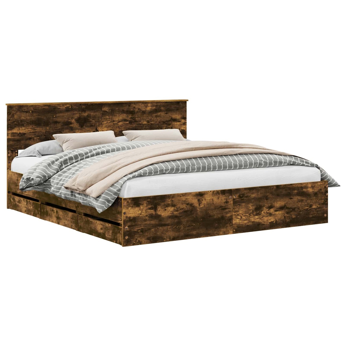 Bedframe met lade Gerookt eiken 180 x 200 cm Ingenieurshout is nu te koop bij PeponiXL, paradijselijk wonen!