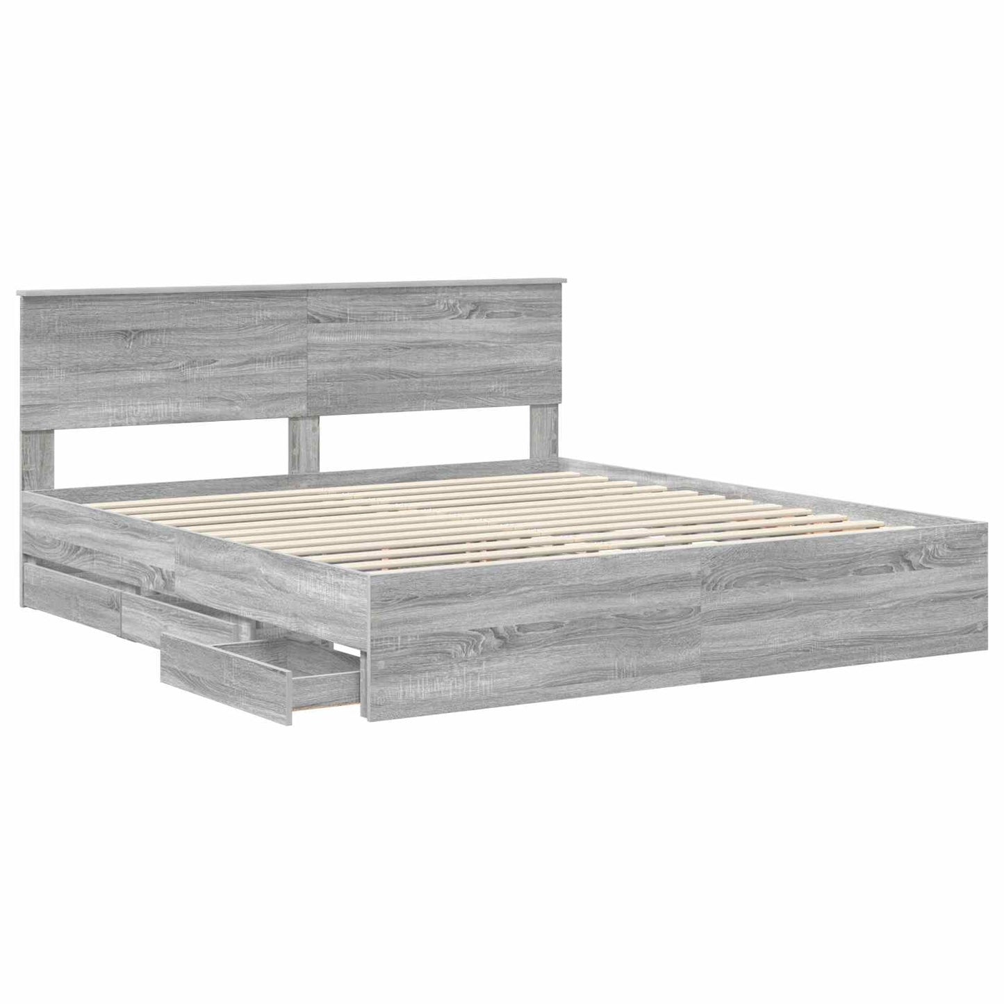 Bedframe met lade Grijs Sonoma 180 x 200 cm Ingenieurshout is nu te koop bij PeponiXL, paradijselijk wonen!