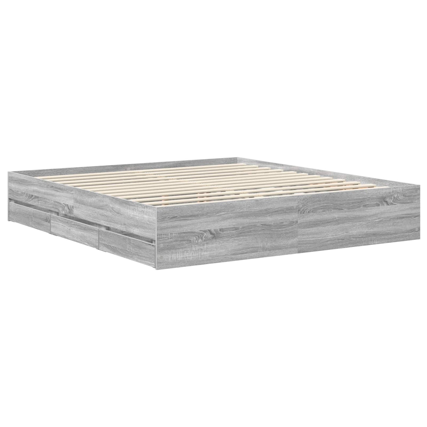 Bedframe met lade Grijs Sonoma 180 x 200 cm Ingenieurshout is nu te koop bij PeponiXL, paradijselijk wonen!