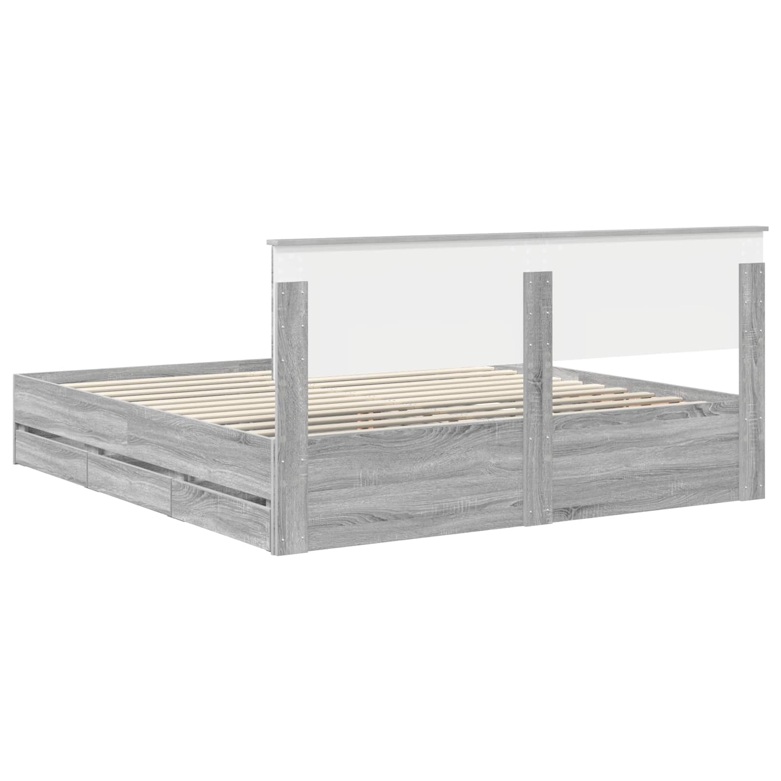 Bedframe met lade Grijs Sonoma 180 x 200 cm Ingenieurshout is nu te koop bij PeponiXL, paradijselijk wonen!