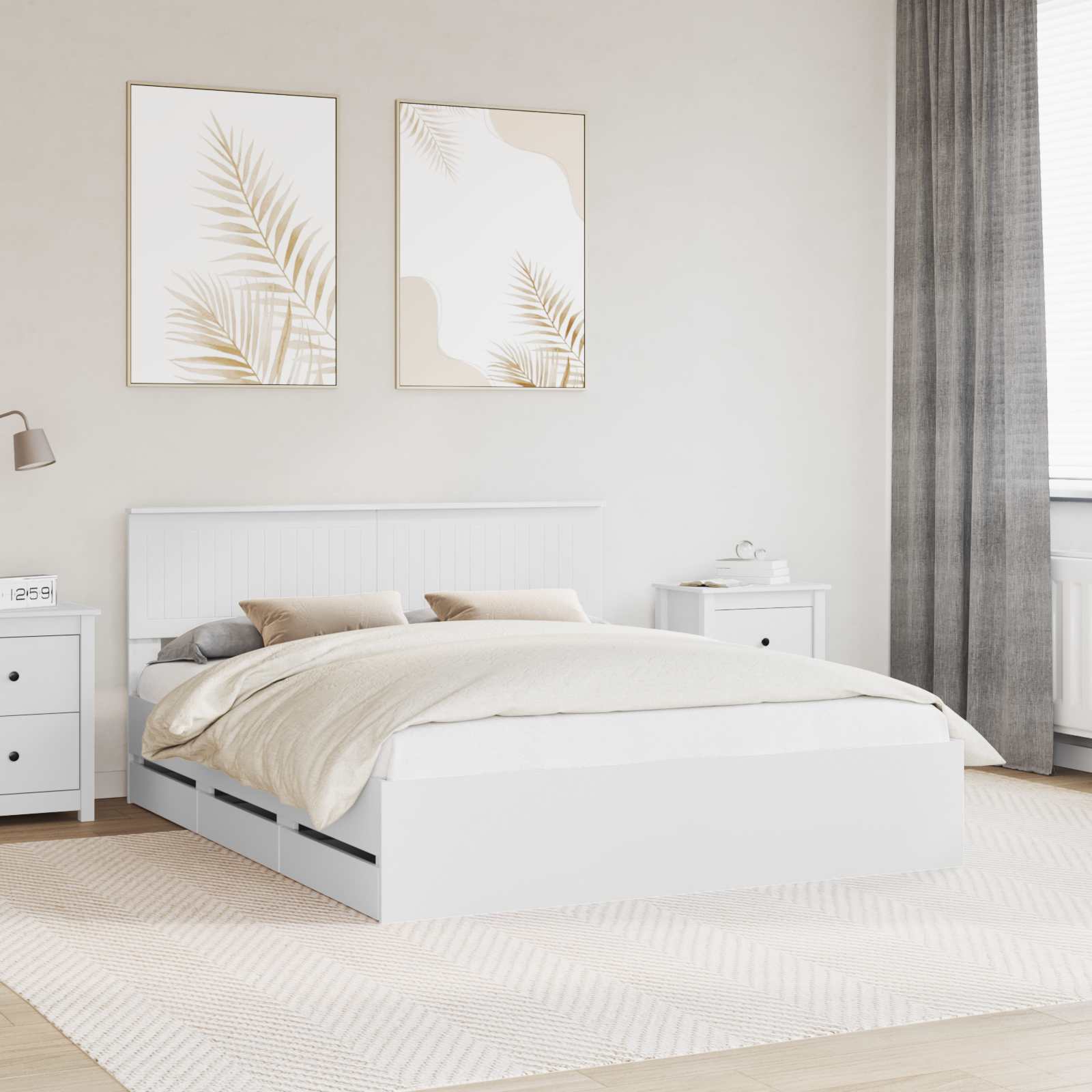 Bedframe met lade met opslag Wit 160 x 200 cm Ingenieurshout is nu te koop bij PeponiXL, paradijselijk wonen!