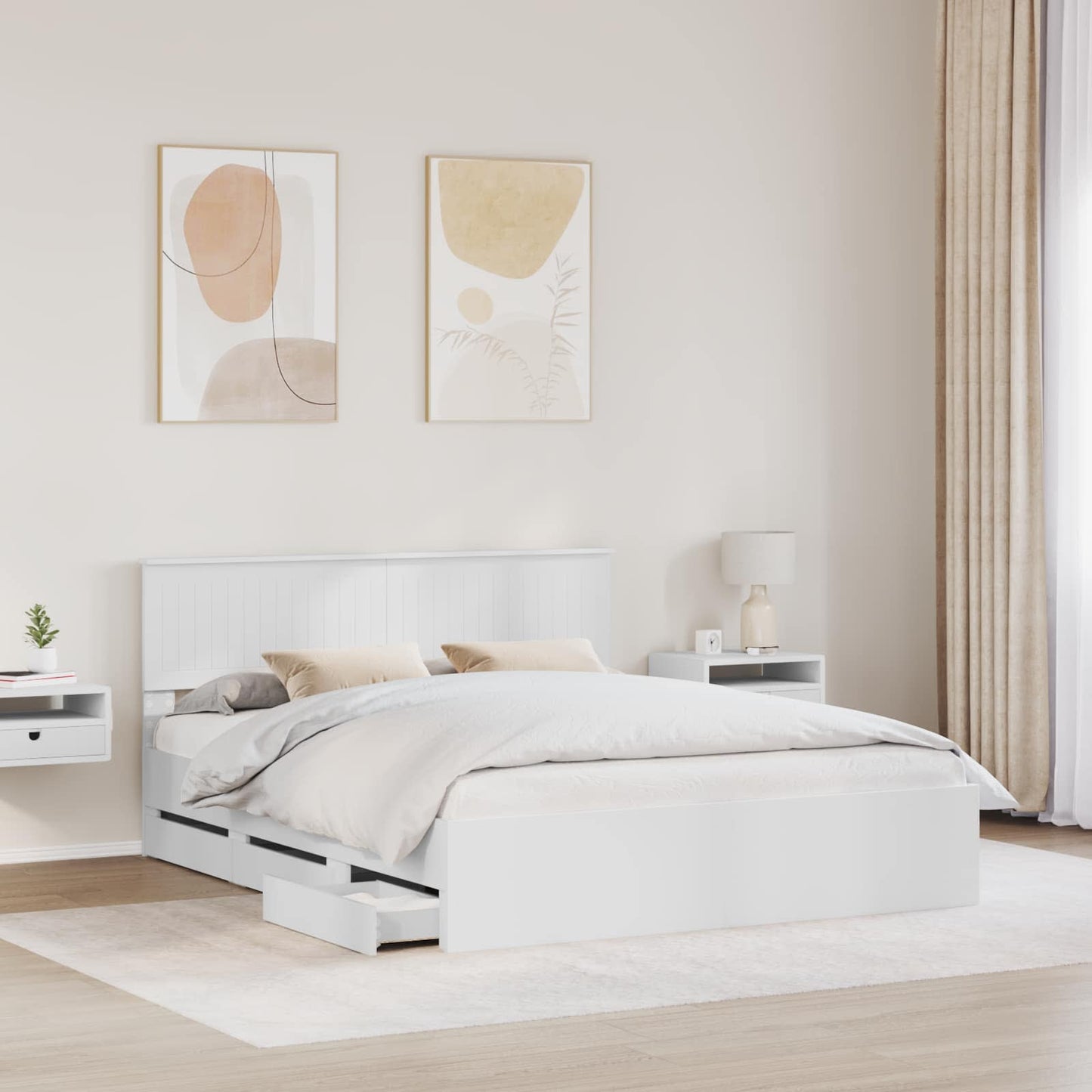 Bedframe met lade met opslag Wit 160 x 200 cm Ingenieurshout is nu te koop bij PeponiXL, paradijselijk wonen!