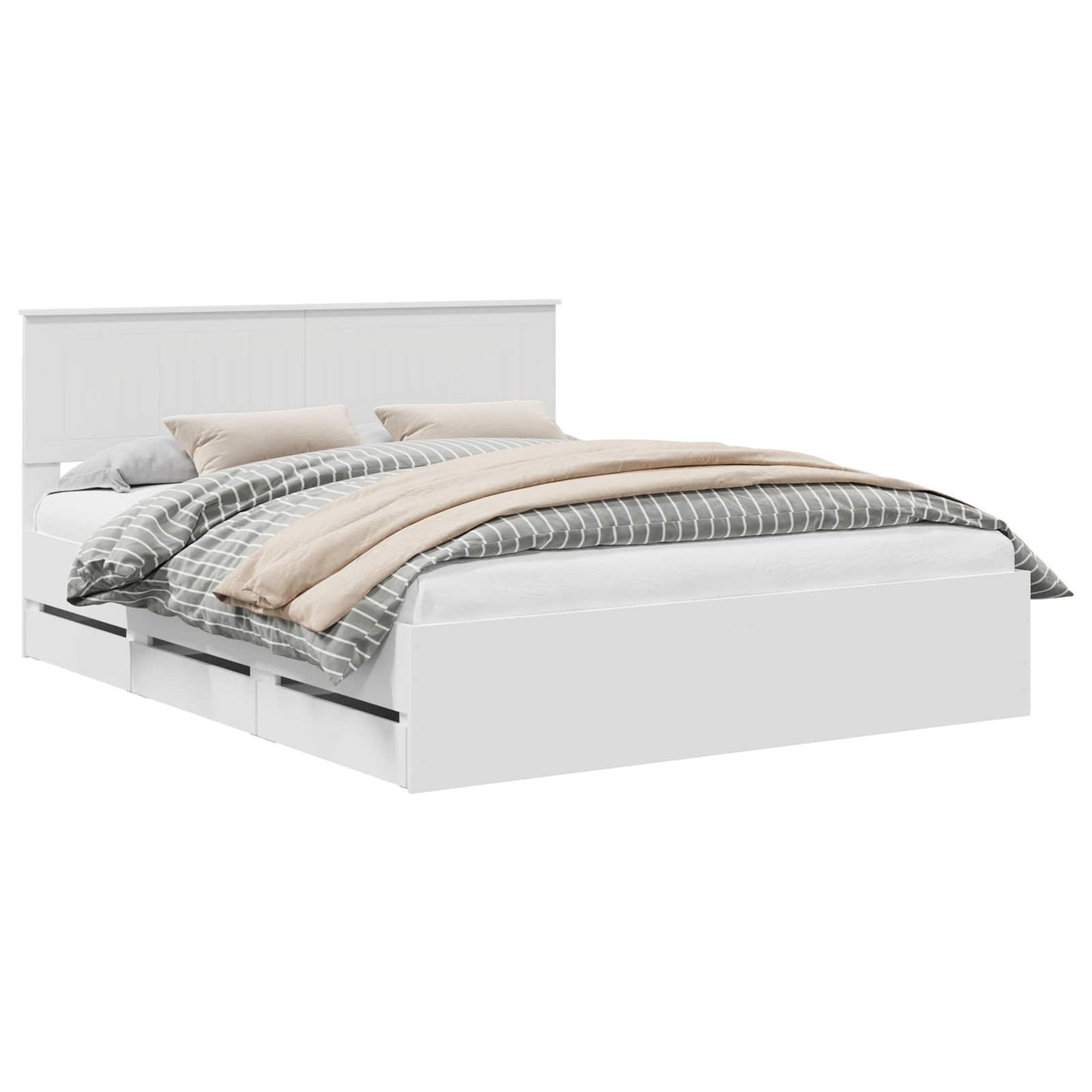 Bedframe met lade met opslag Wit 160 x 200 cm Ingenieurshout is nu te koop bij PeponiXL, paradijselijk wonen!