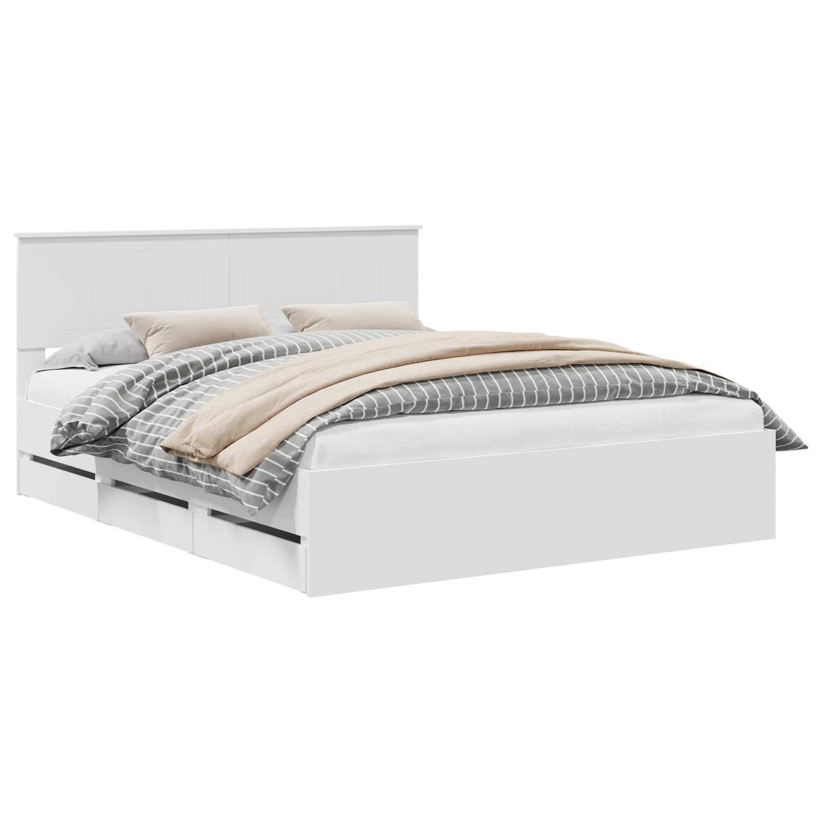 Bedframe met lade met opslag Wit 160 x 200 cm Ingenieurshout is nu te koop bij PeponiXL, paradijselijk wonen!