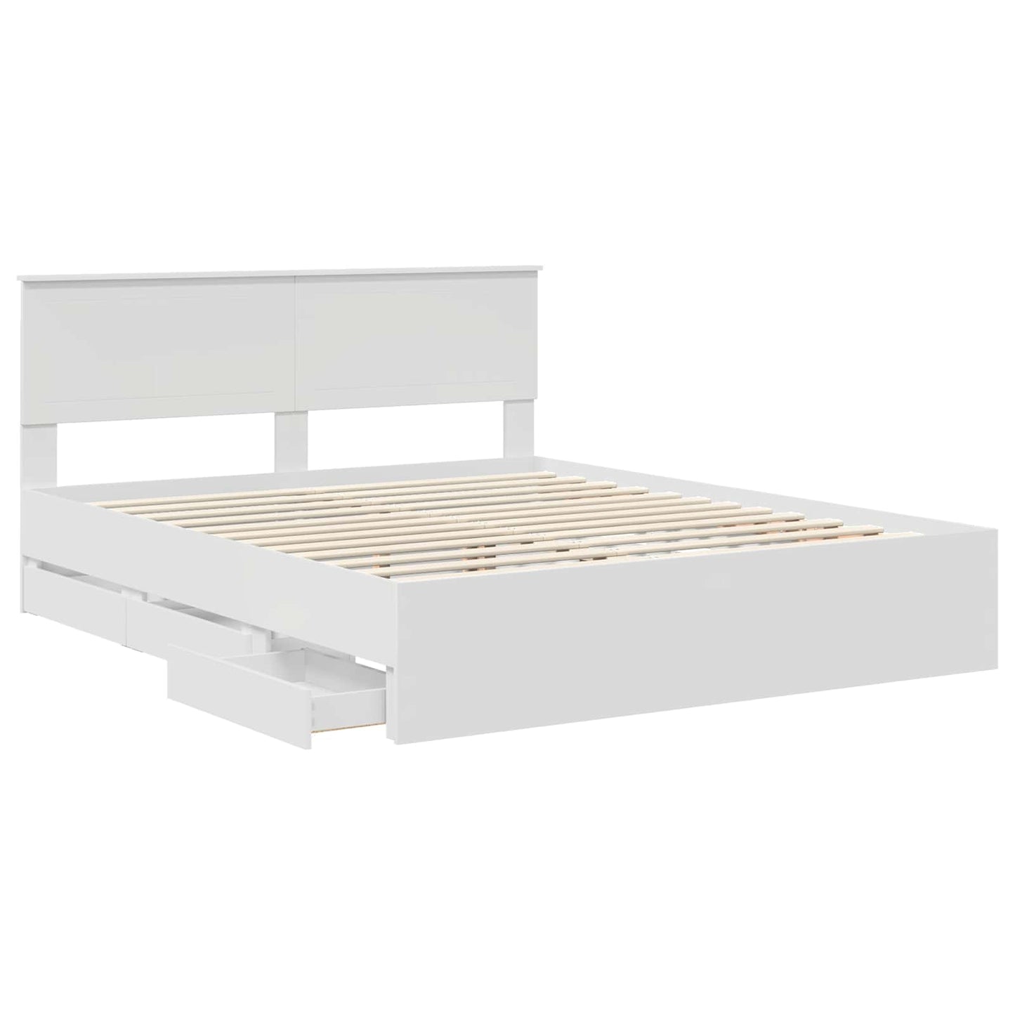 Bedframe met lade met opslag Wit 160 x 200 cm Ingenieurshout is nu te koop bij PeponiXL, paradijselijk wonen!
