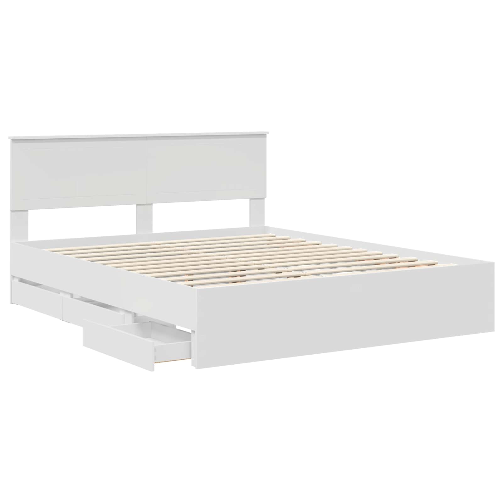 Bedframe met lade met opslag Wit 160 x 200 cm Ingenieurshout is nu te koop bij PeponiXL, paradijselijk wonen!