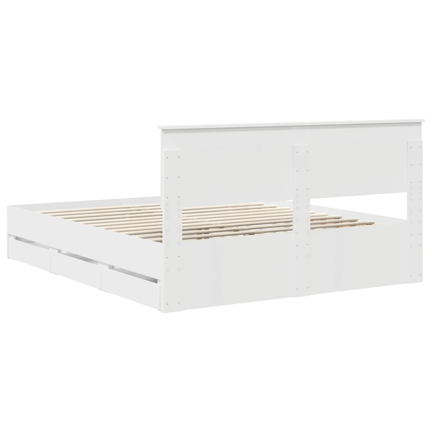 Bedframe met lade met opslag Wit 160 x 200 cm Ingenieurshout is nu te koop bij PeponiXL, paradijselijk wonen!