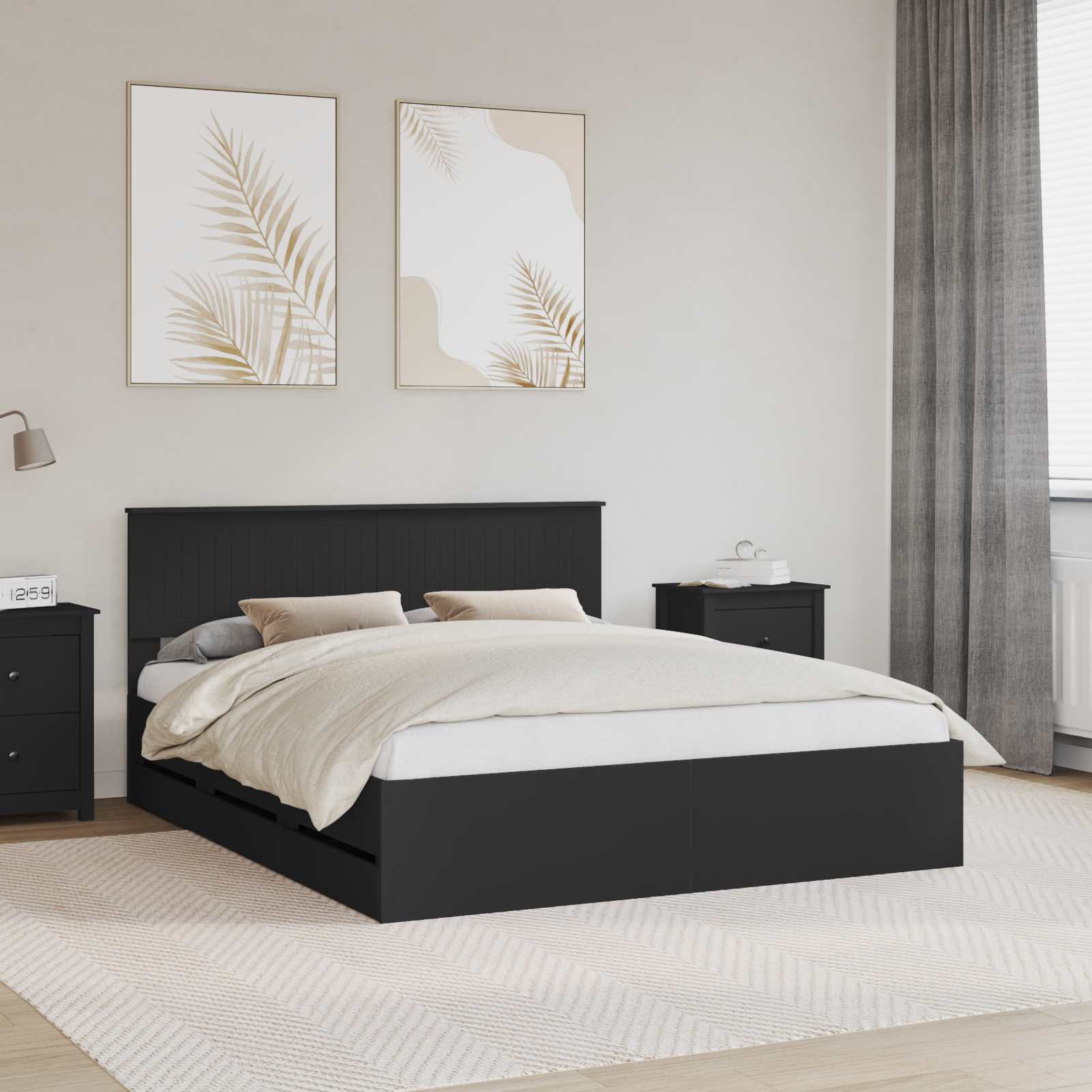 Bedframe met lade met opslag Zwart 160 x 200 cm Ingenieurshout is nu te koop bij PeponiXL, paradijselijk wonen!