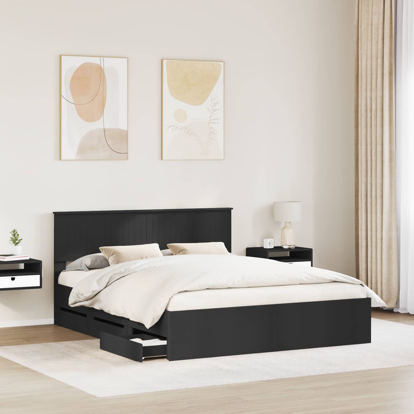Bedframe met lade met opslag Zwart 160 x 200 cm Ingenieurshout is nu te koop bij PeponiXL, paradijselijk wonen!