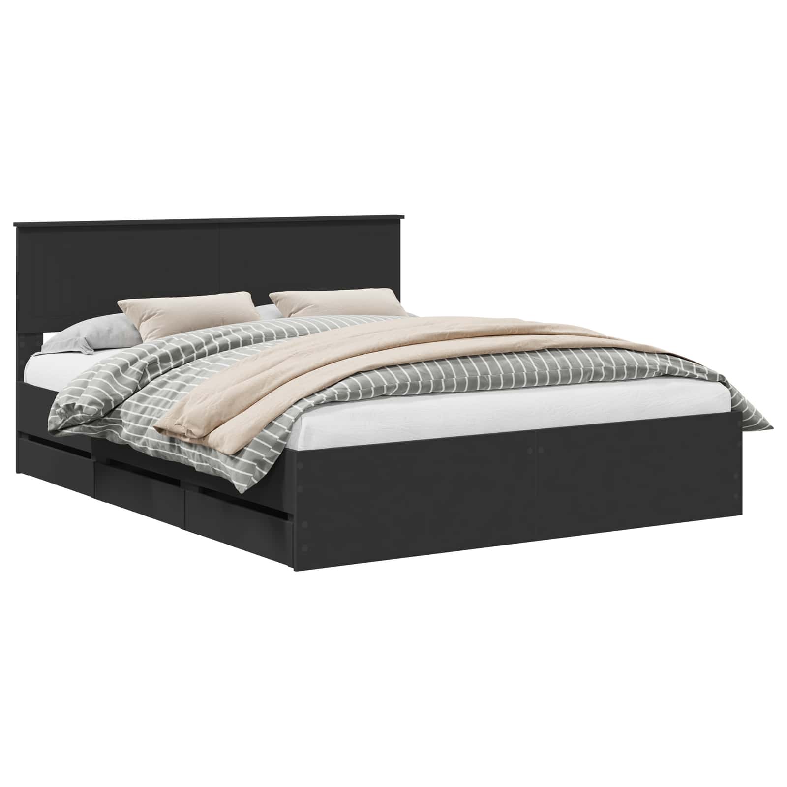 Bedframe met lade met opslag Zwart 160 x 200 cm Ingenieurshout is nu te koop bij PeponiXL, paradijselijk wonen!