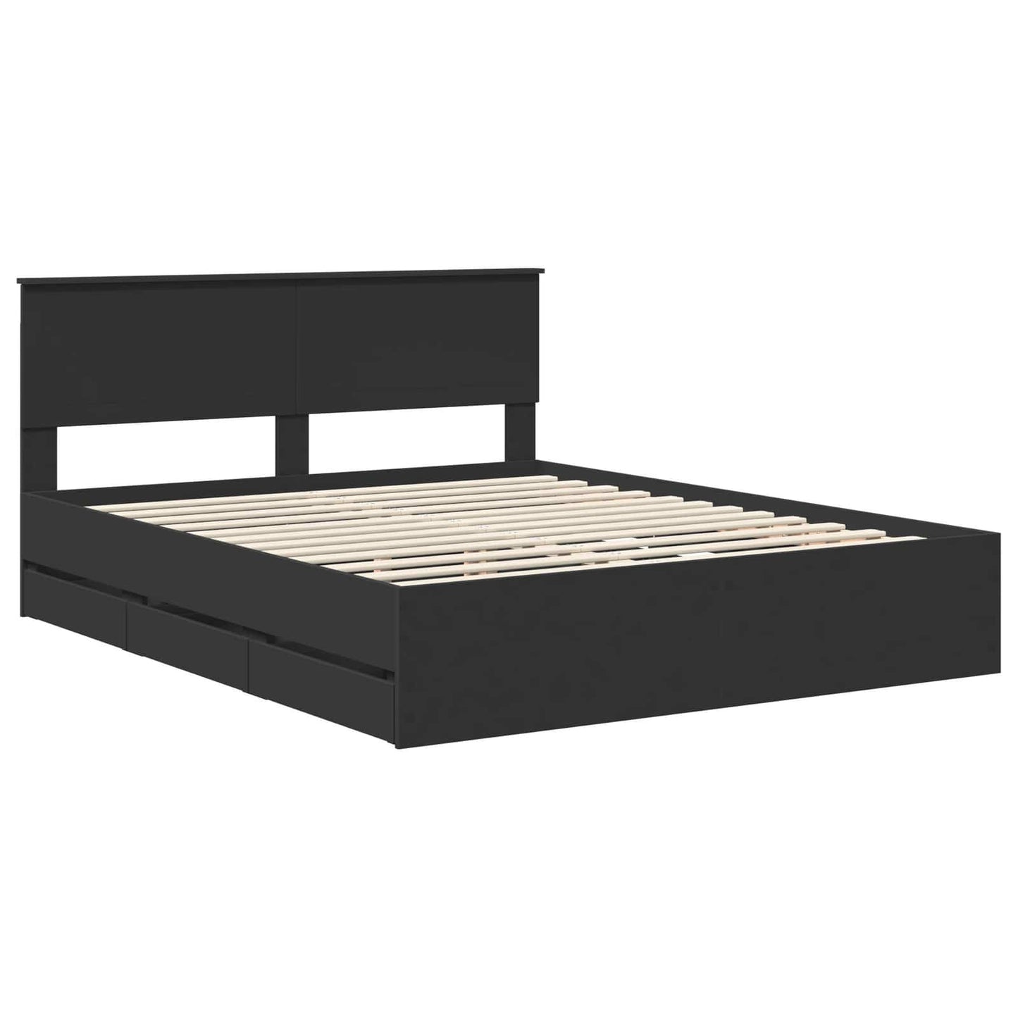 Bedframe met lade met opslag Zwart 160 x 200 cm Ingenieurshout is nu te koop bij PeponiXL, paradijselijk wonen!