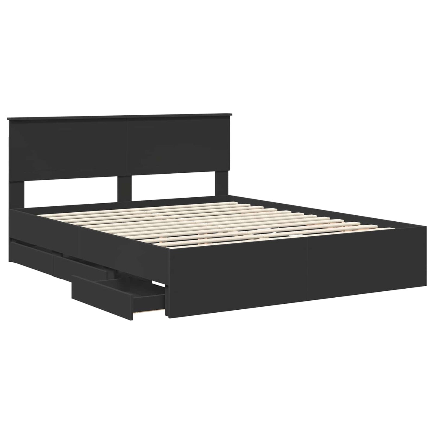 Bedframe met lade met opslag Zwart 160 x 200 cm Ingenieurshout is nu te koop bij PeponiXL, paradijselijk wonen!