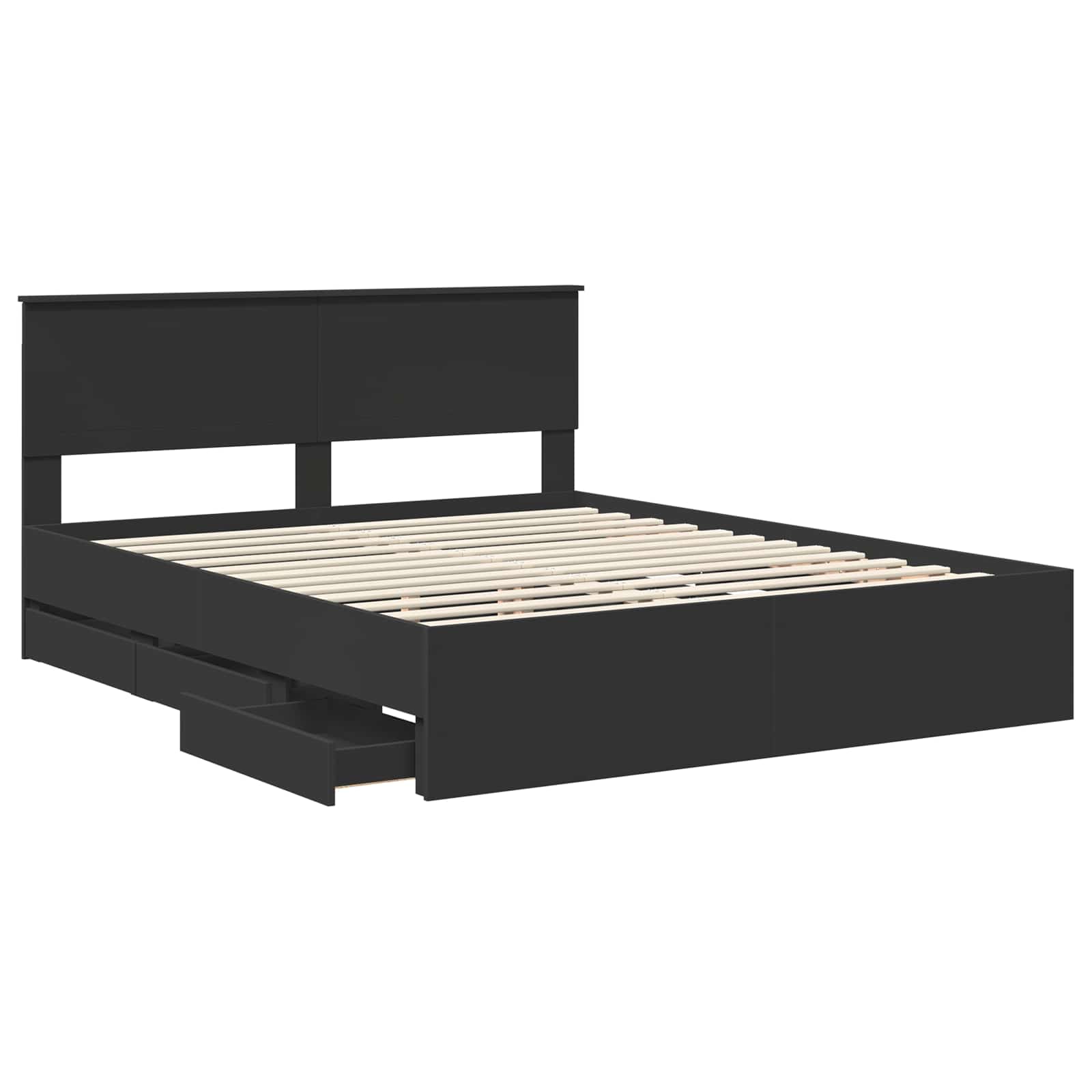 Bedframe met lade met opslag Zwart 160 x 200 cm Ingenieurshout is nu te koop bij PeponiXL, paradijselijk wonen!