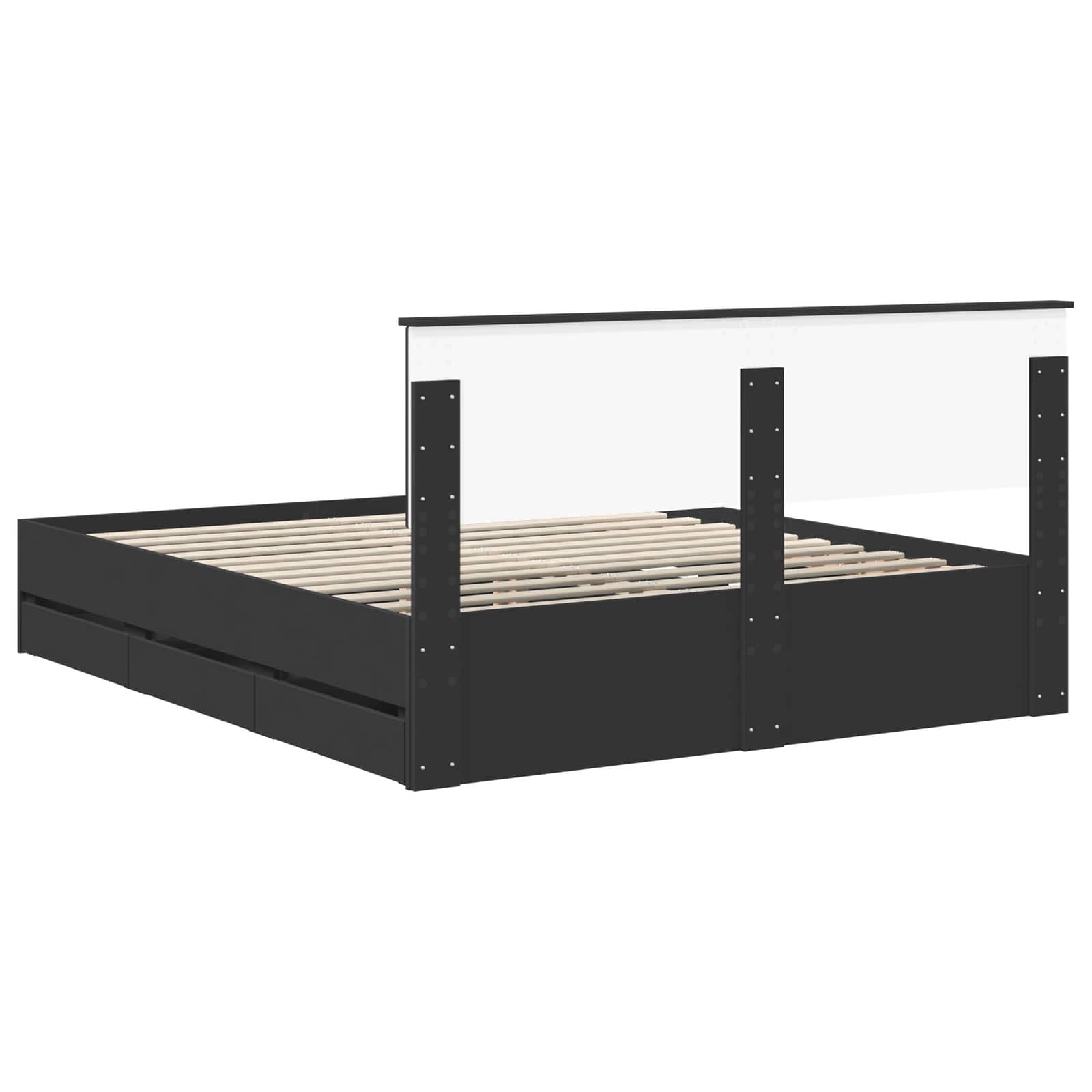 Bedframe met lade met opslag Zwart 160 x 200 cm Ingenieurshout is nu te koop bij PeponiXL, paradijselijk wonen!