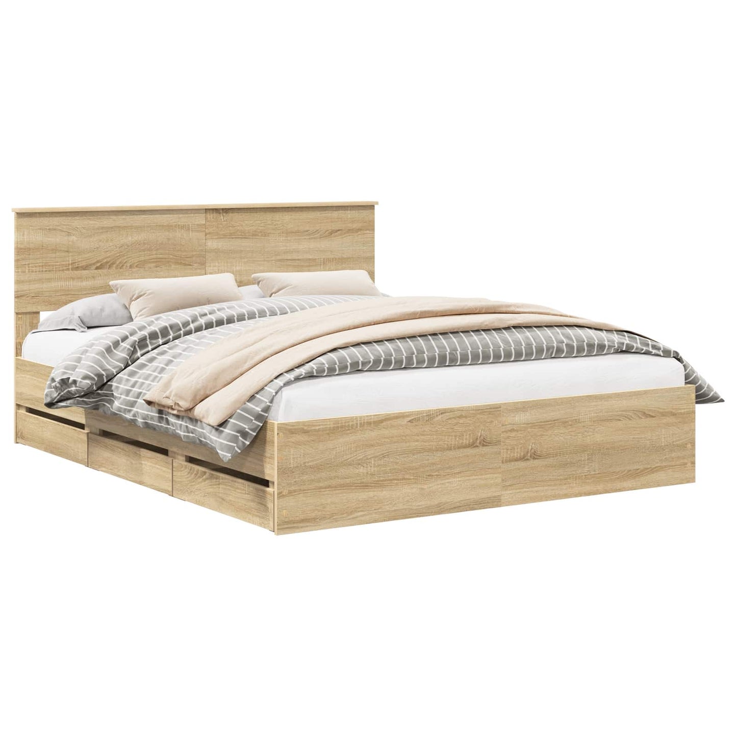 Bedframe met lade Sonoma Eiken 160 x 200 cm Ingenieurshout is nu te koop bij PeponiXL, paradijselijk wonen!