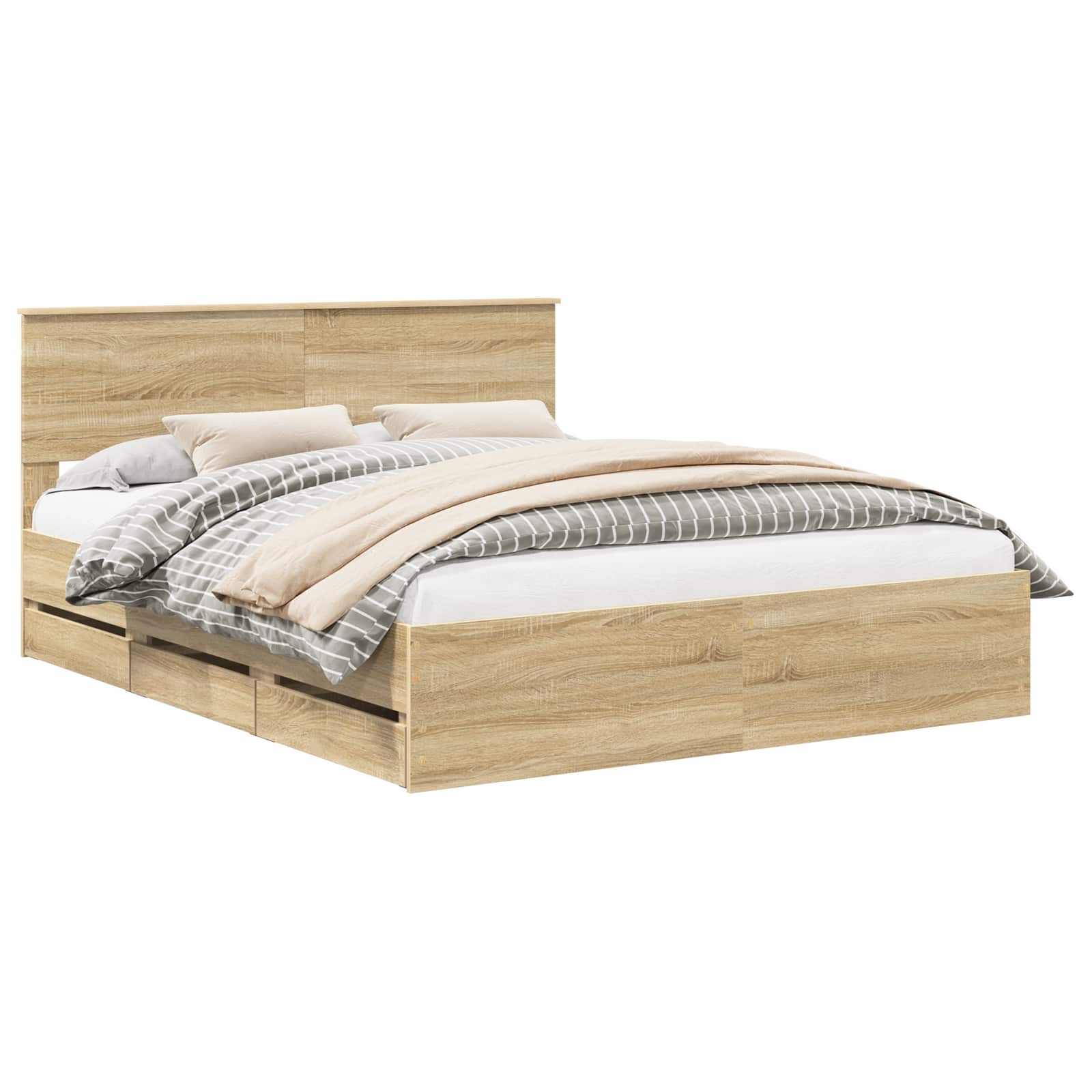 Bedframe met lade Sonoma Eiken 160 x 200 cm Ingenieurshout is nu te koop bij PeponiXL, paradijselijk wonen!