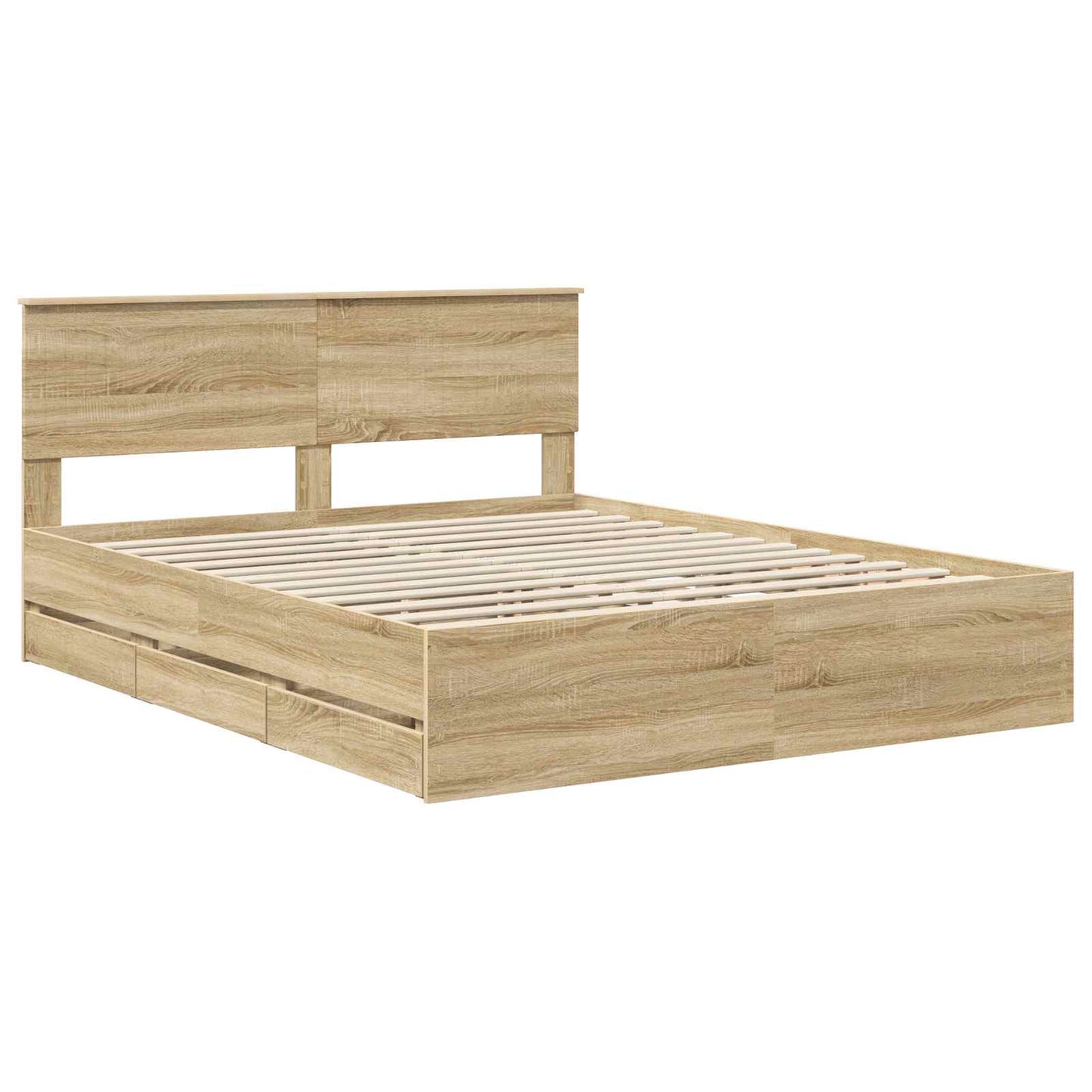 Bedframe met lade Sonoma Eiken 160 x 200 cm Ingenieurshout is nu te koop bij PeponiXL, paradijselijk wonen!