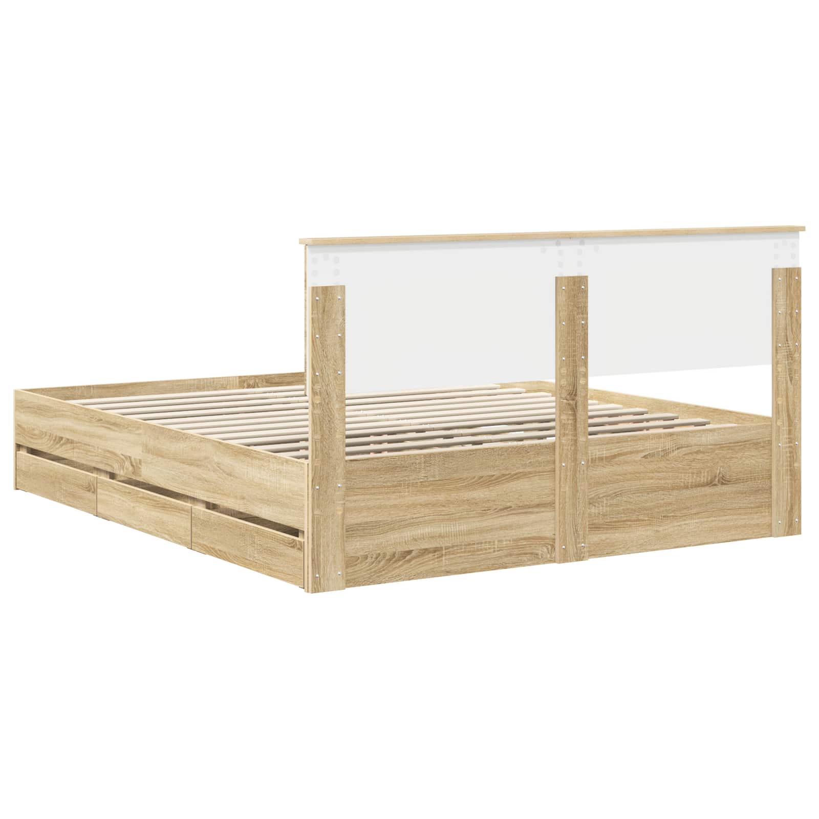Bedframe met lade Sonoma Eiken 160 x 200 cm Ingenieurshout is nu te koop bij PeponiXL, paradijselijk wonen!