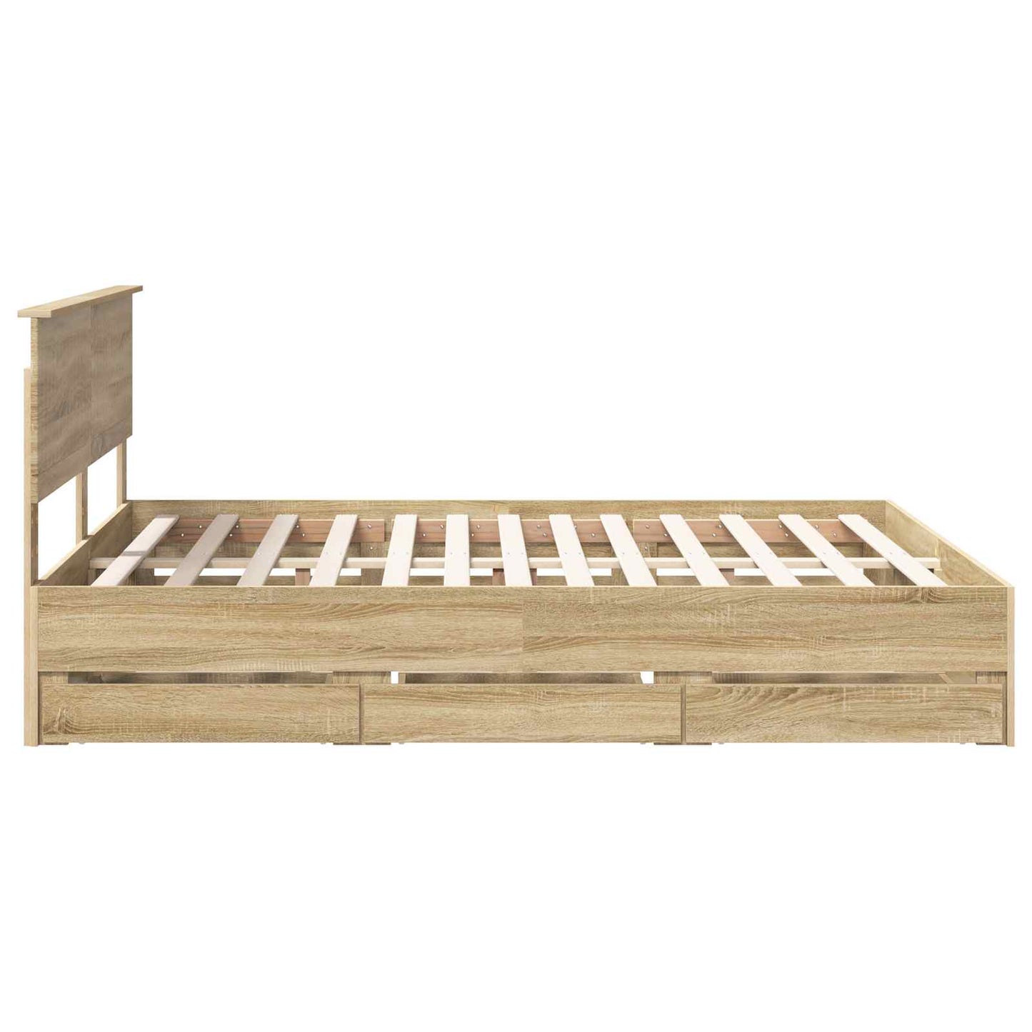 Bedframe met lade Sonoma Eiken 160 x 200 cm Ingenieurshout is nu te koop bij PeponiXL, paradijselijk wonen!