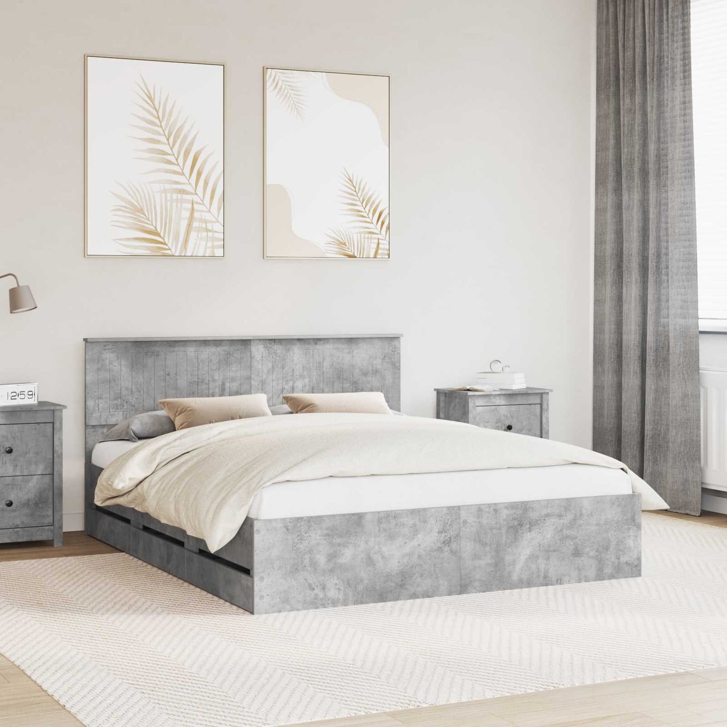 Bedframe met lade Beton Grijs 160 x 200 cm Ingenieurshout is nu te koop bij PeponiXL, paradijselijk wonen!