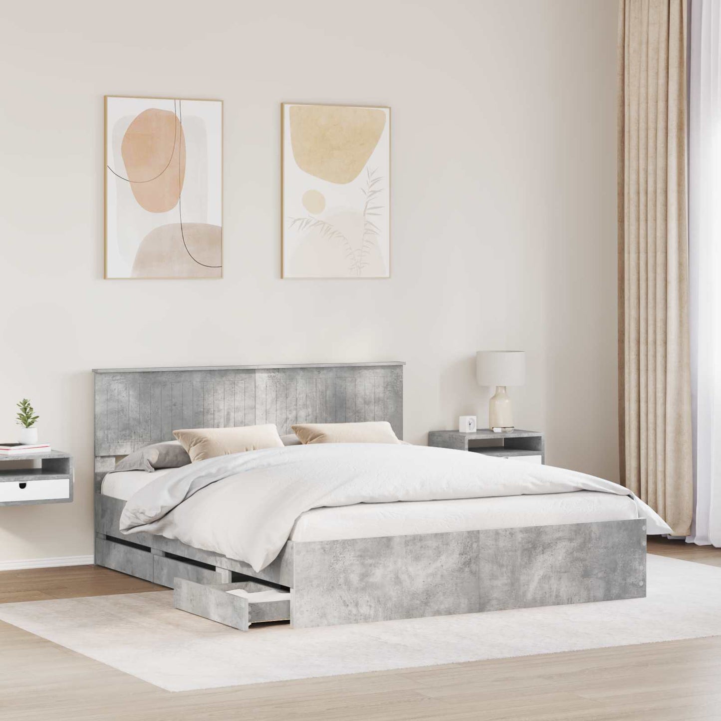 Bedframe met lade Beton Grijs 160 x 200 cm Ingenieurshout is nu te koop bij PeponiXL, paradijselijk wonen!