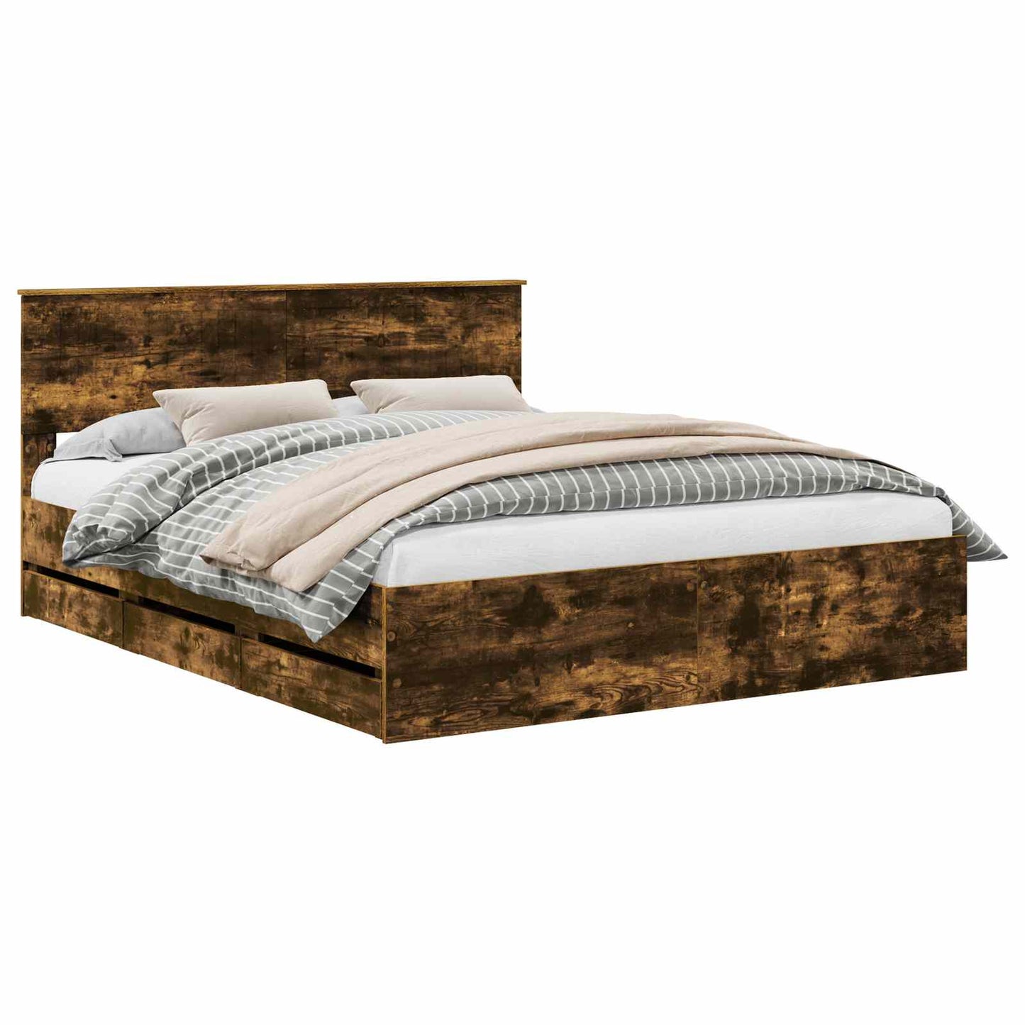 Bedframe met lade Gerookt eiken 160 x 200 cm Ingenieurshout is nu te koop bij PeponiXL, paradijselijk wonen!