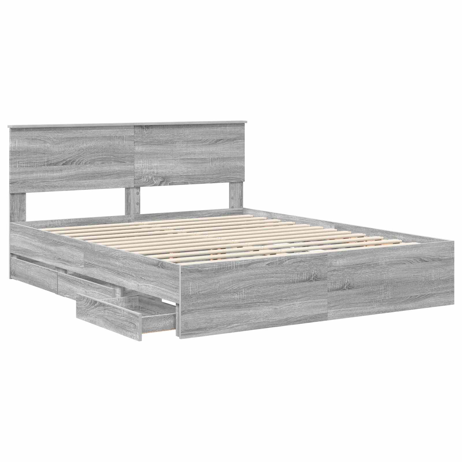 Bedframe met lade Grijs Sonoma 160 x 200 cm Ingenieurshout is nu te koop bij PeponiXL, paradijselijk wonen!