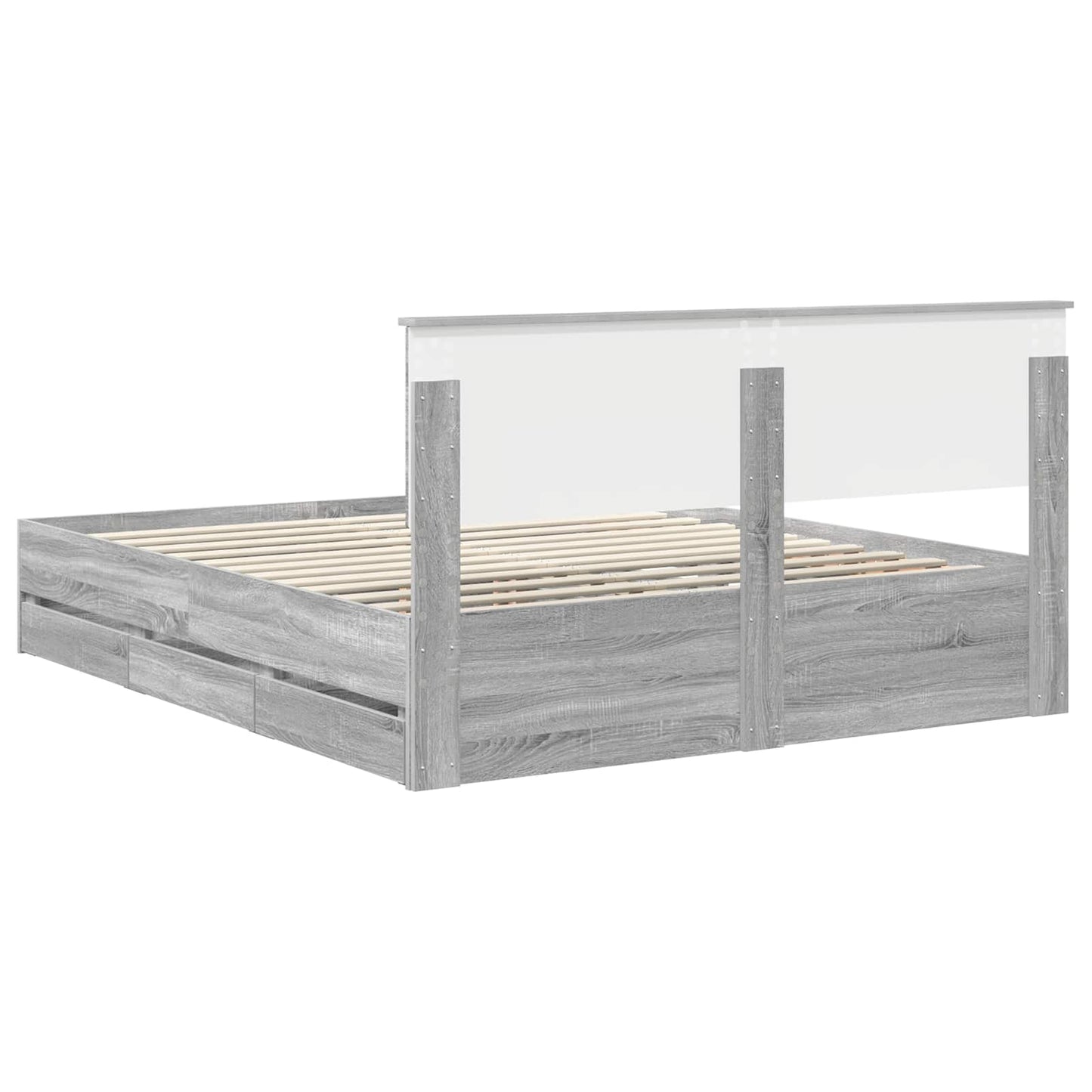 Bedframe met lade Grijs Sonoma 160 x 200 cm Ingenieurshout is nu te koop bij PeponiXL, paradijselijk wonen!