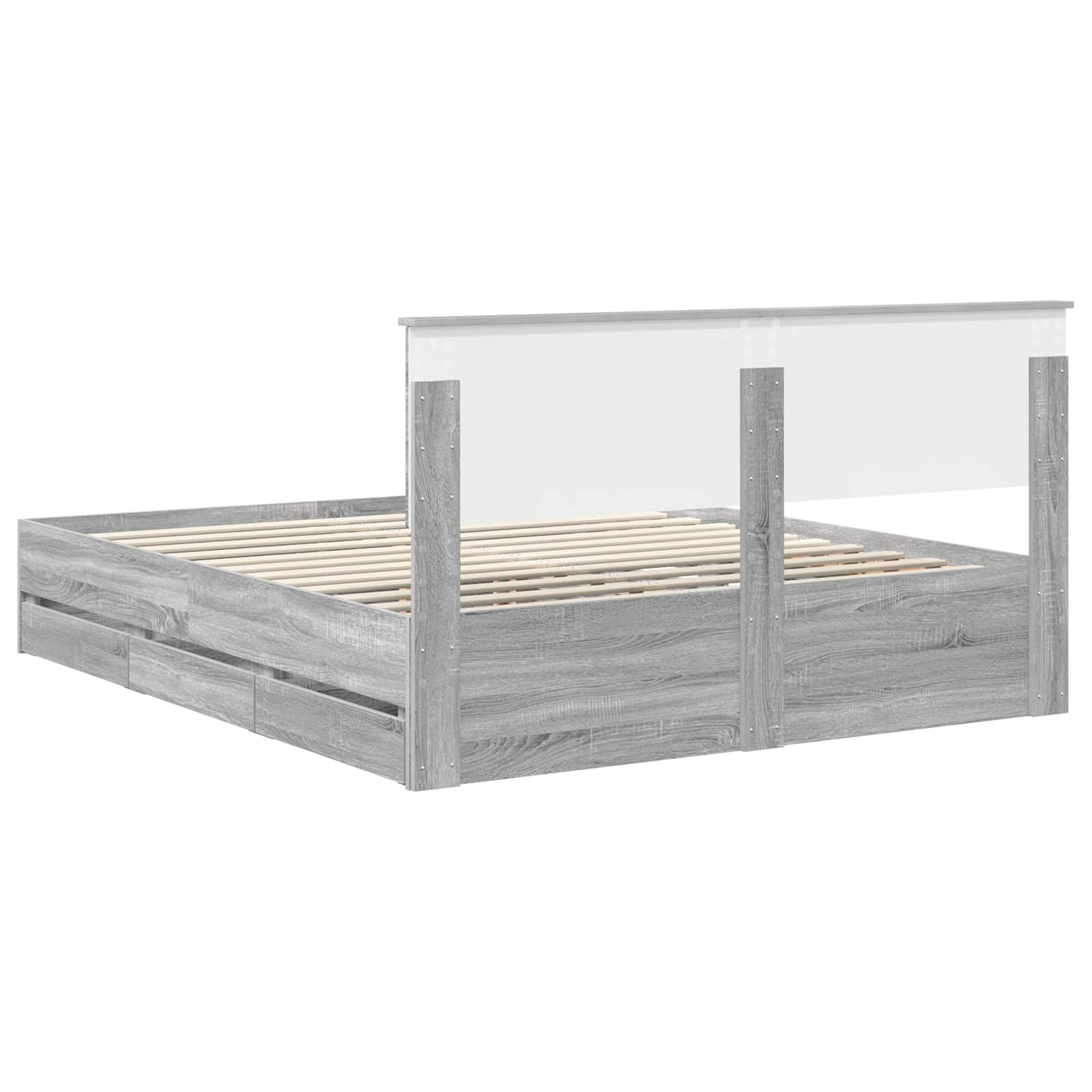 Bedframe met lade Grijs Sonoma 160 x 200 cm Ingenieurshout is nu te koop bij PeponiXL, paradijselijk wonen!