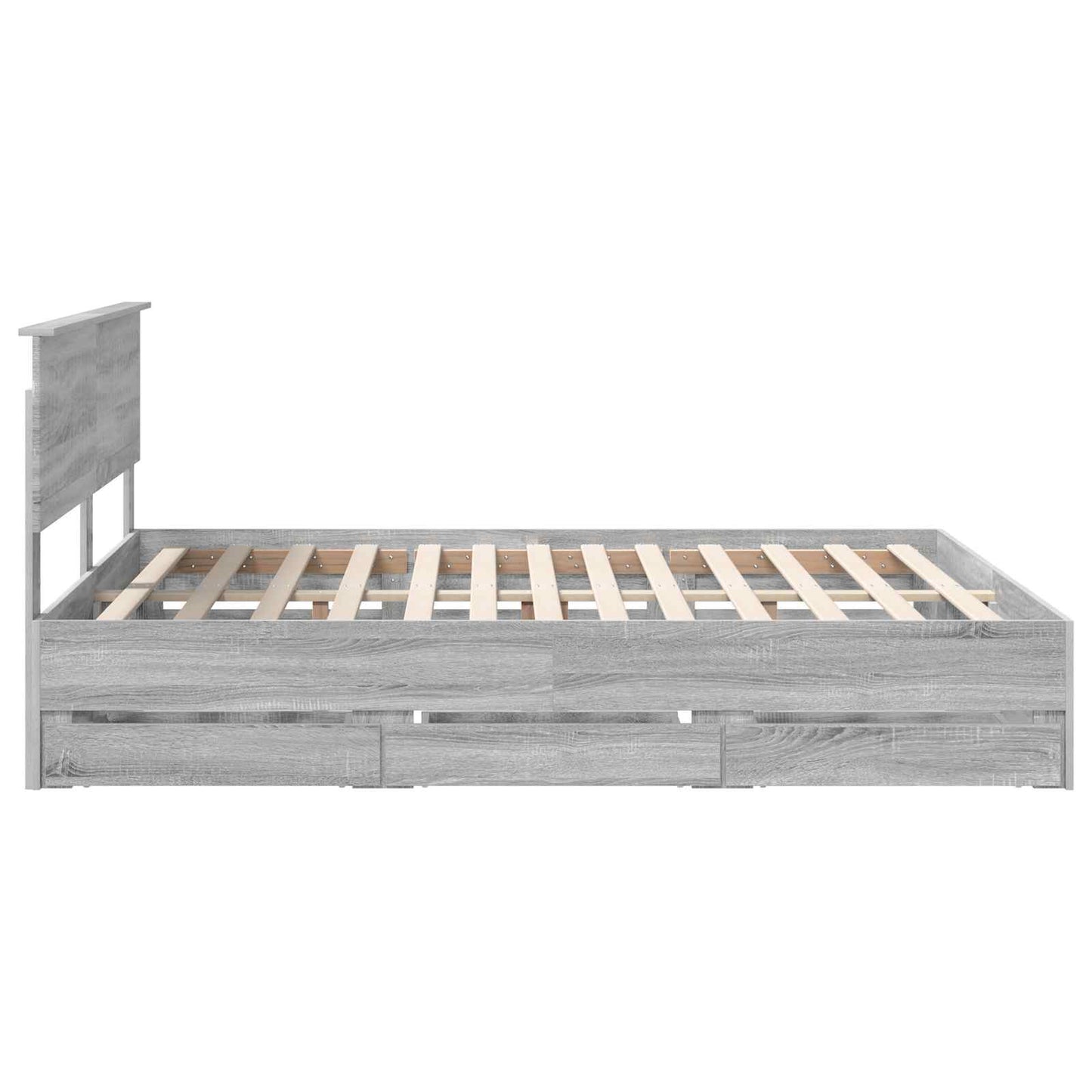 Bedframe met lade Grijs Sonoma 160 x 200 cm Ingenieurshout is nu te koop bij PeponiXL, paradijselijk wonen!