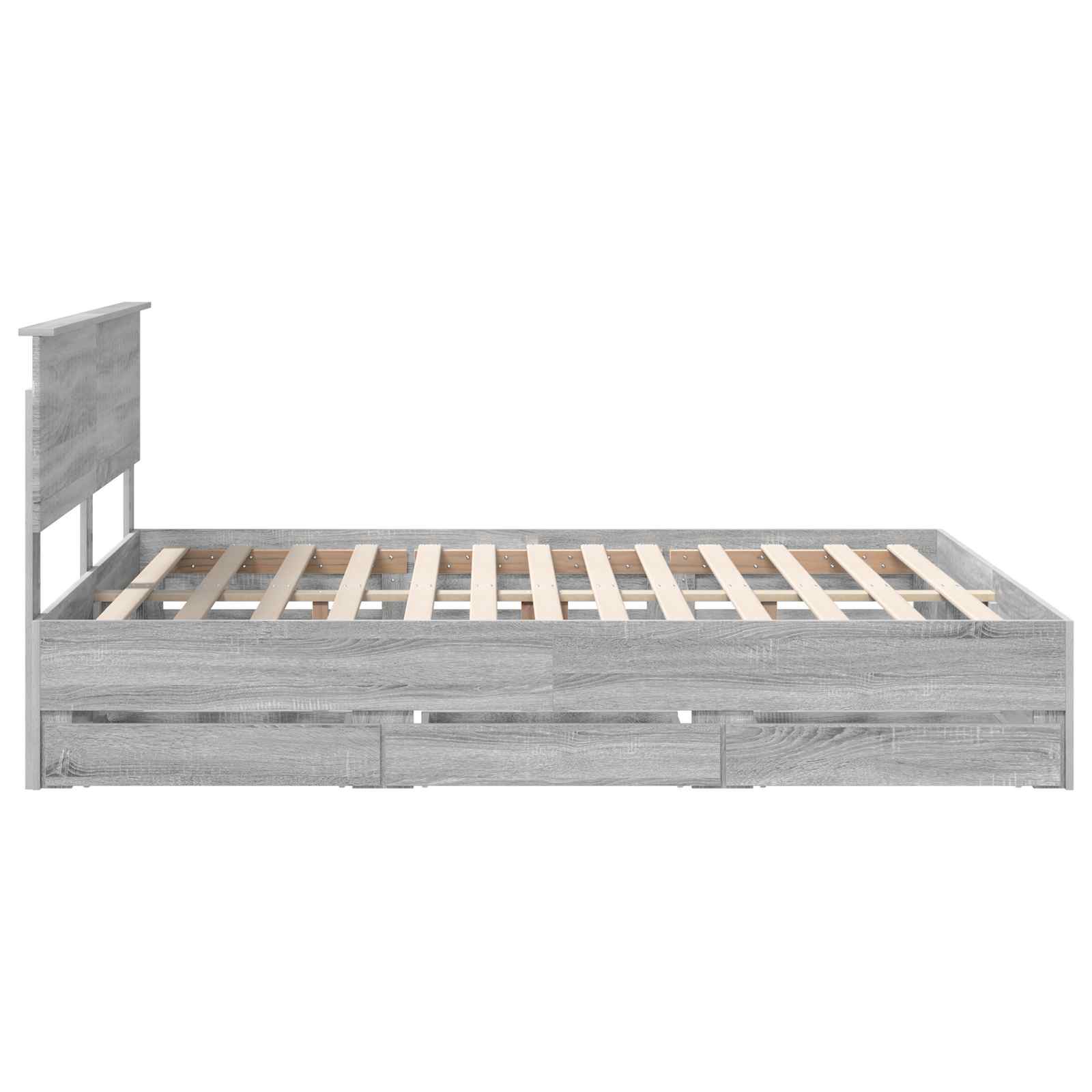 Bedframe met lade Grijs Sonoma 160 x 200 cm Ingenieurshout is nu te koop bij PeponiXL, paradijselijk wonen!