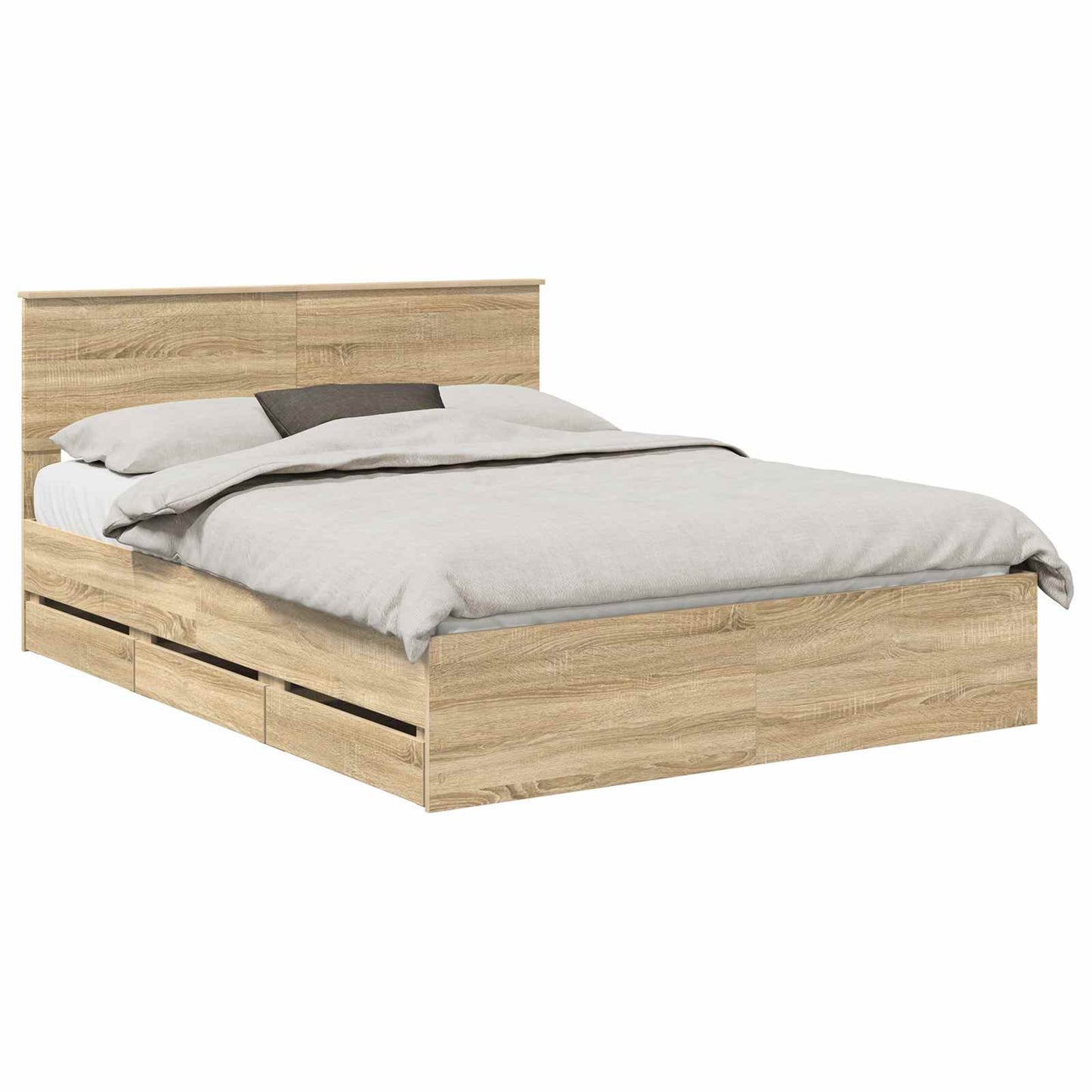 Bedframe met lade Sonoma Eiken 150 x 200 cm Ingenieurshout is nu te koop bij PeponiXL, paradijselijk wonen!