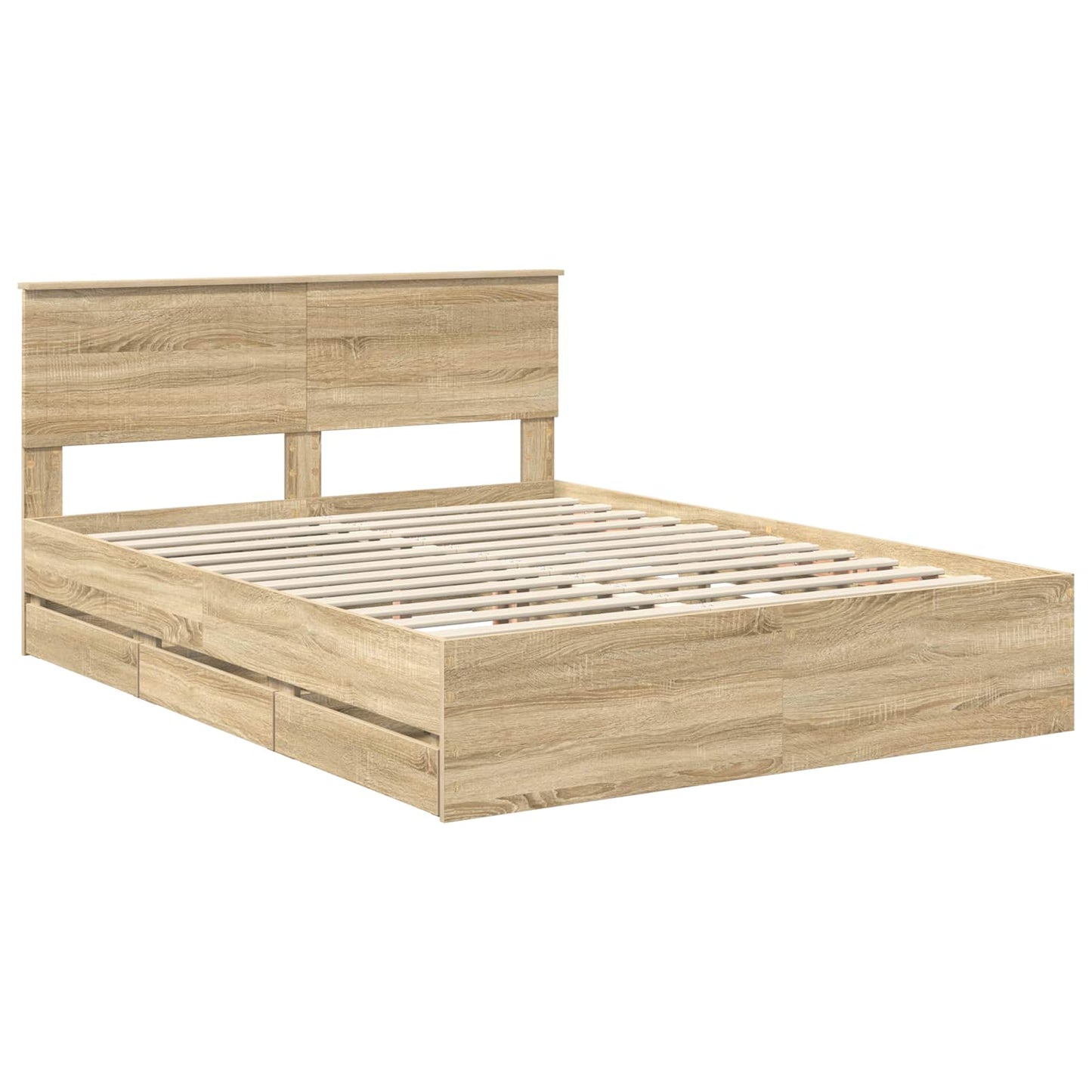 Bedframe met lade Sonoma Eiken 150 x 200 cm Ingenieurshout is nu te koop bij PeponiXL, paradijselijk wonen!