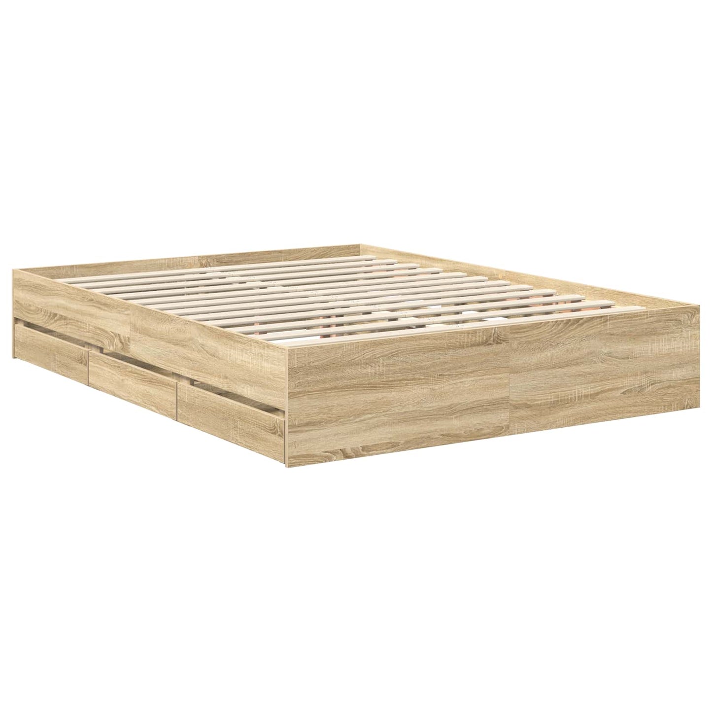 Bedframe met lade Sonoma Eiken 150 x 200 cm Ingenieurshout is nu te koop bij PeponiXL, paradijselijk wonen!
