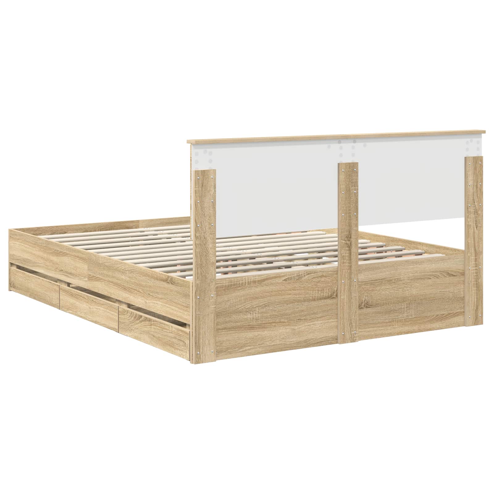 Bedframe met lade Sonoma Eiken 150 x 200 cm Ingenieurshout is nu te koop bij PeponiXL, paradijselijk wonen!