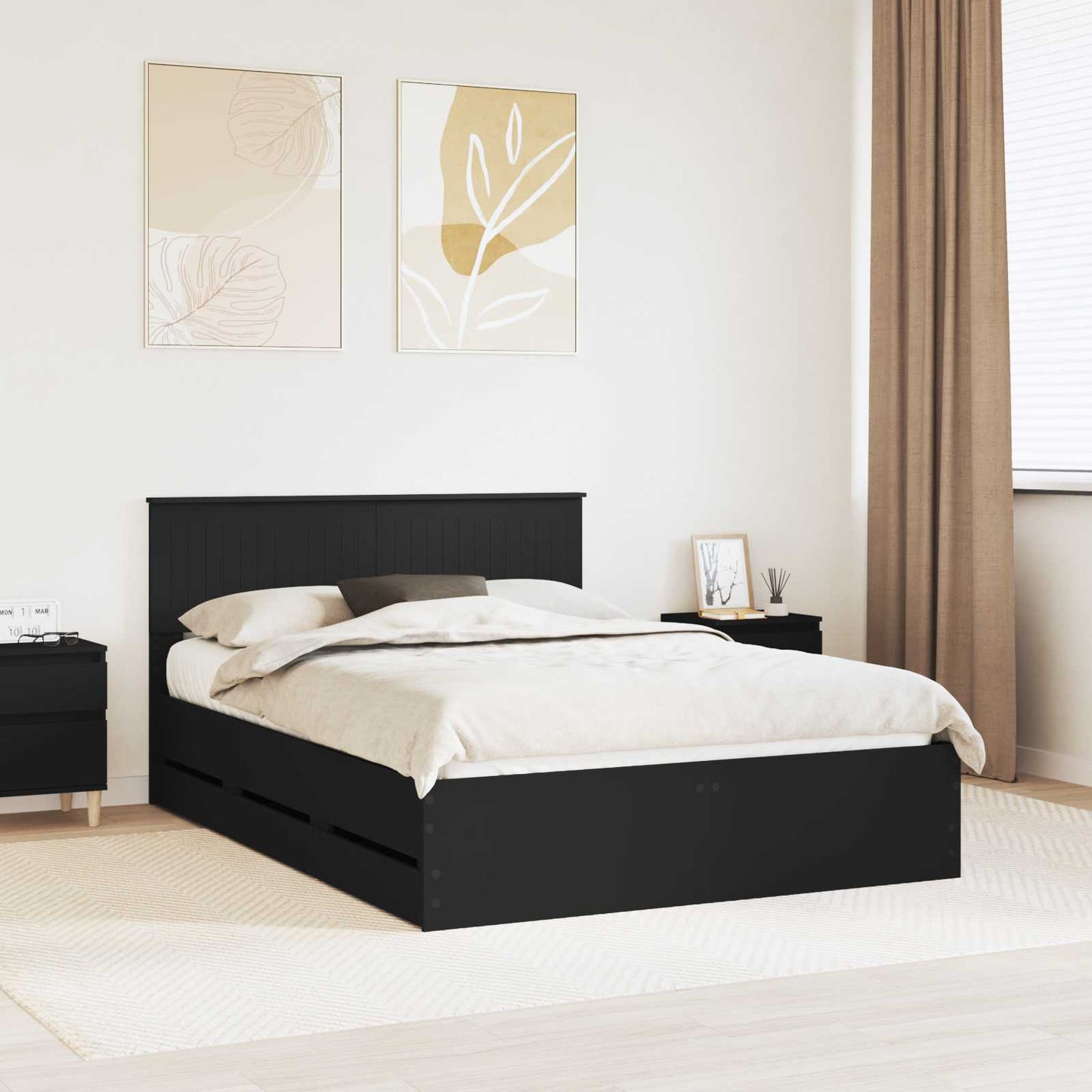 Bedframe met lade met opslag Zwart 140 x 200 cm Ingenieurshout is nu te koop bij PeponiXL, paradijselijk wonen!