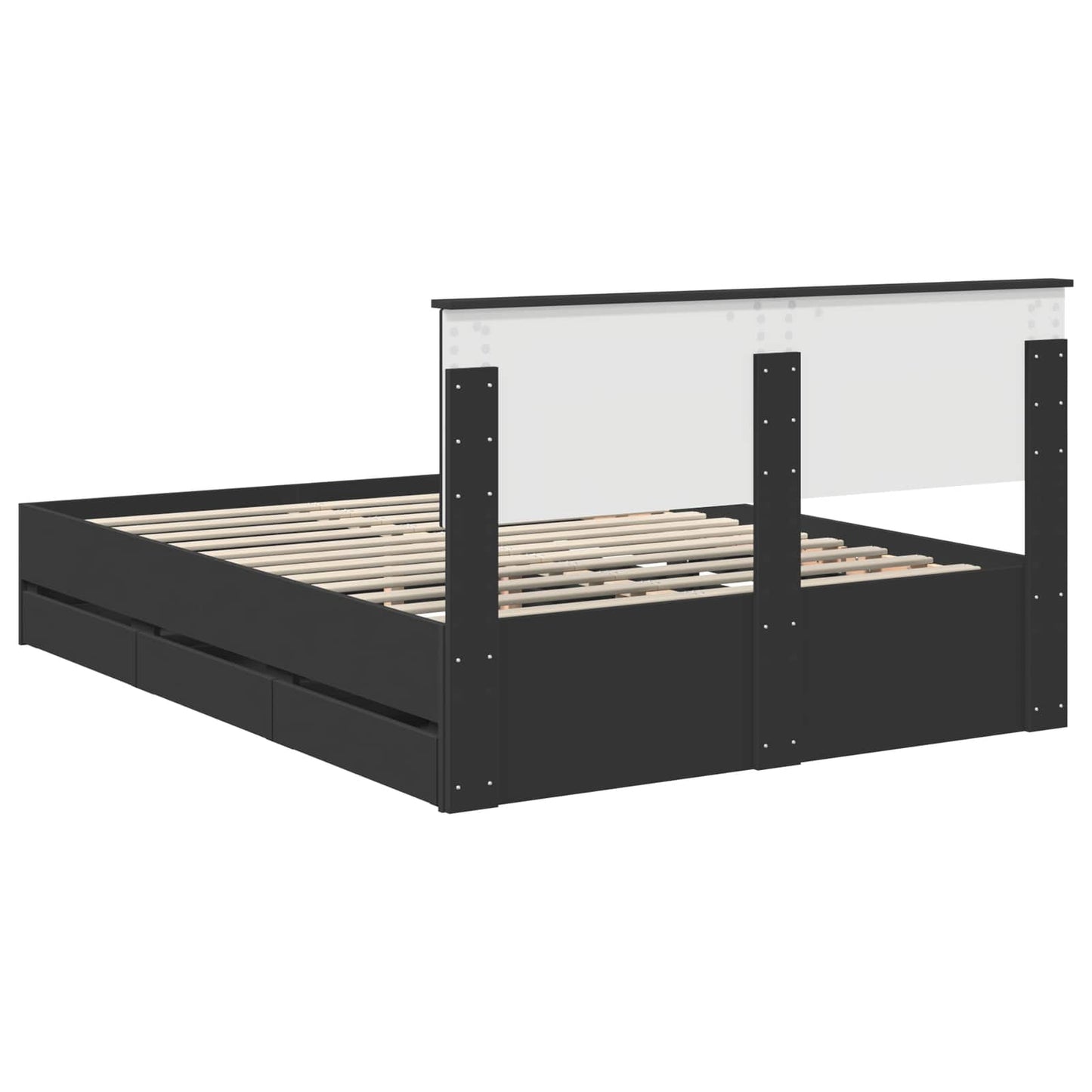Bedframe met lade met opslag Zwart 140 x 200 cm Ingenieurshout is nu te koop bij PeponiXL, paradijselijk wonen!