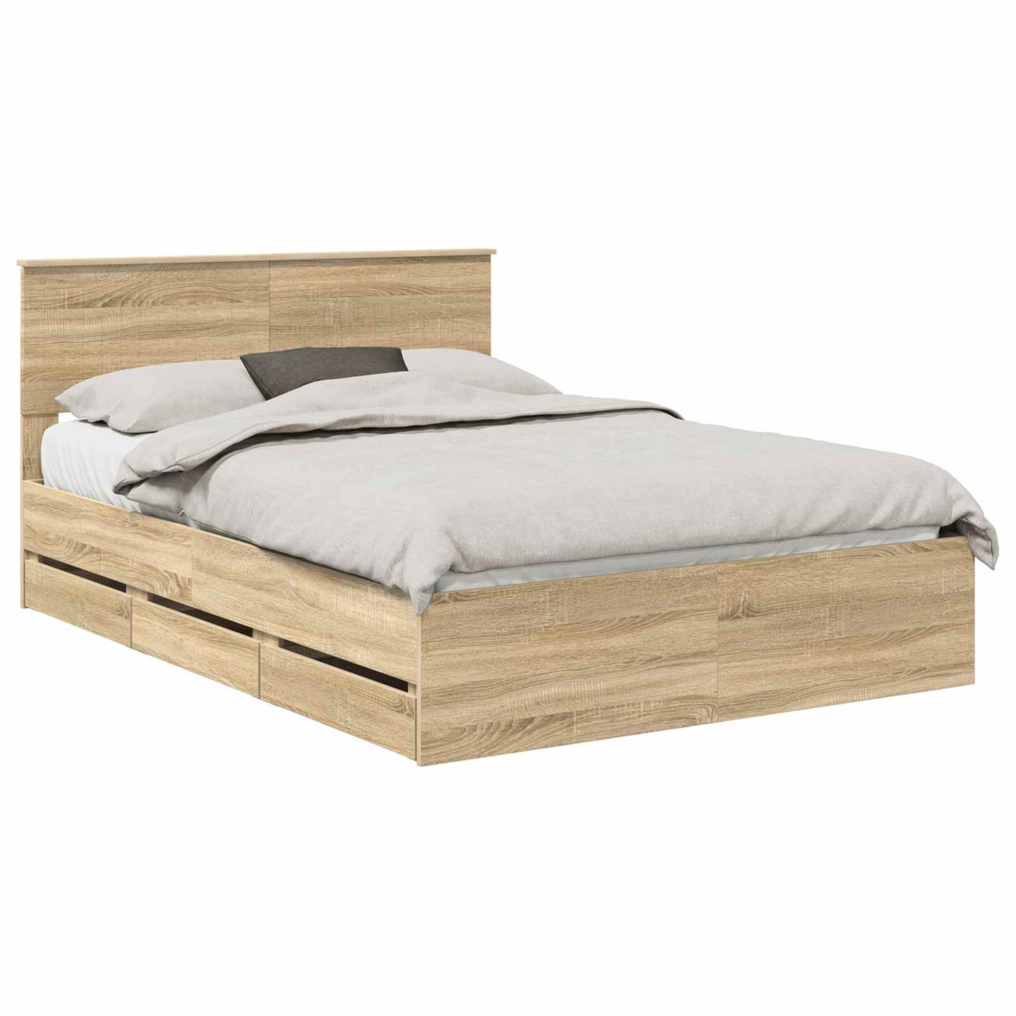 Bedframe met lade Sonoma Eiken 140 x 200 cm Ingenieurshout is nu te koop bij PeponiXL, paradijselijk wonen!
