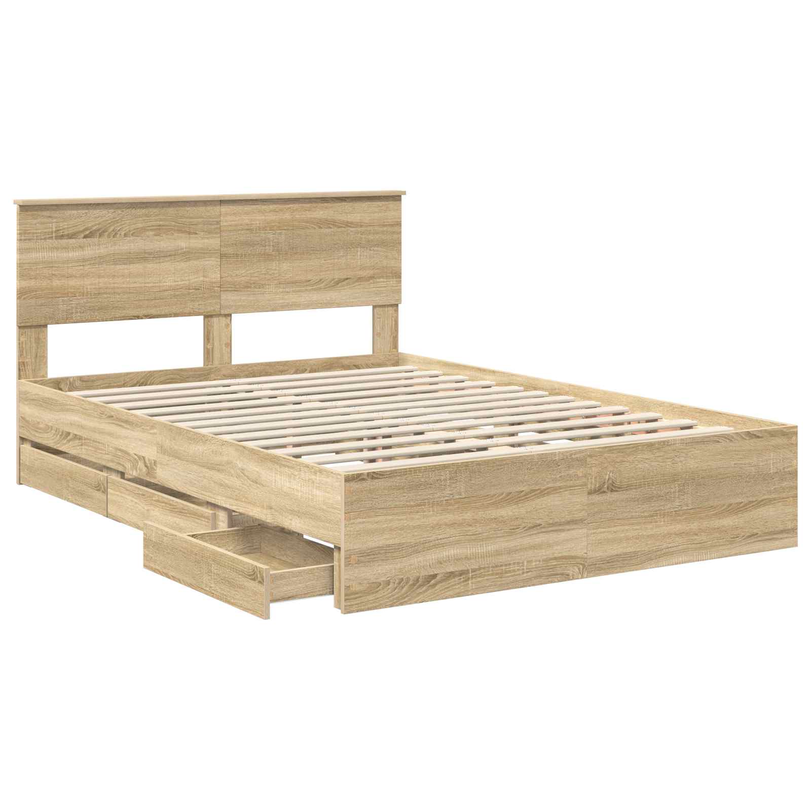 Bedframe met lade Sonoma Eiken 140 x 200 cm Ingenieurshout is nu te koop bij PeponiXL, paradijselijk wonen!