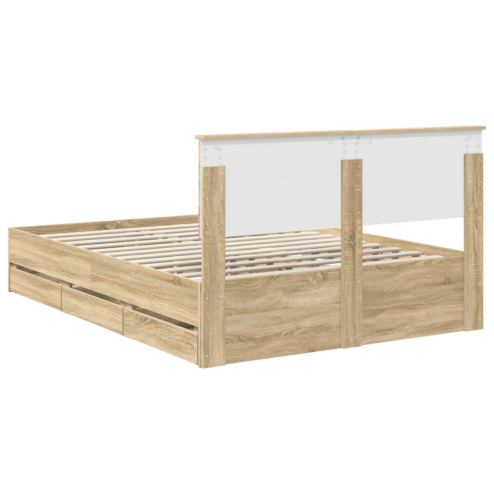 Bedframe met lade Sonoma Eiken 140 x 200 cm Ingenieurshout is nu te koop bij PeponiXL, paradijselijk wonen!