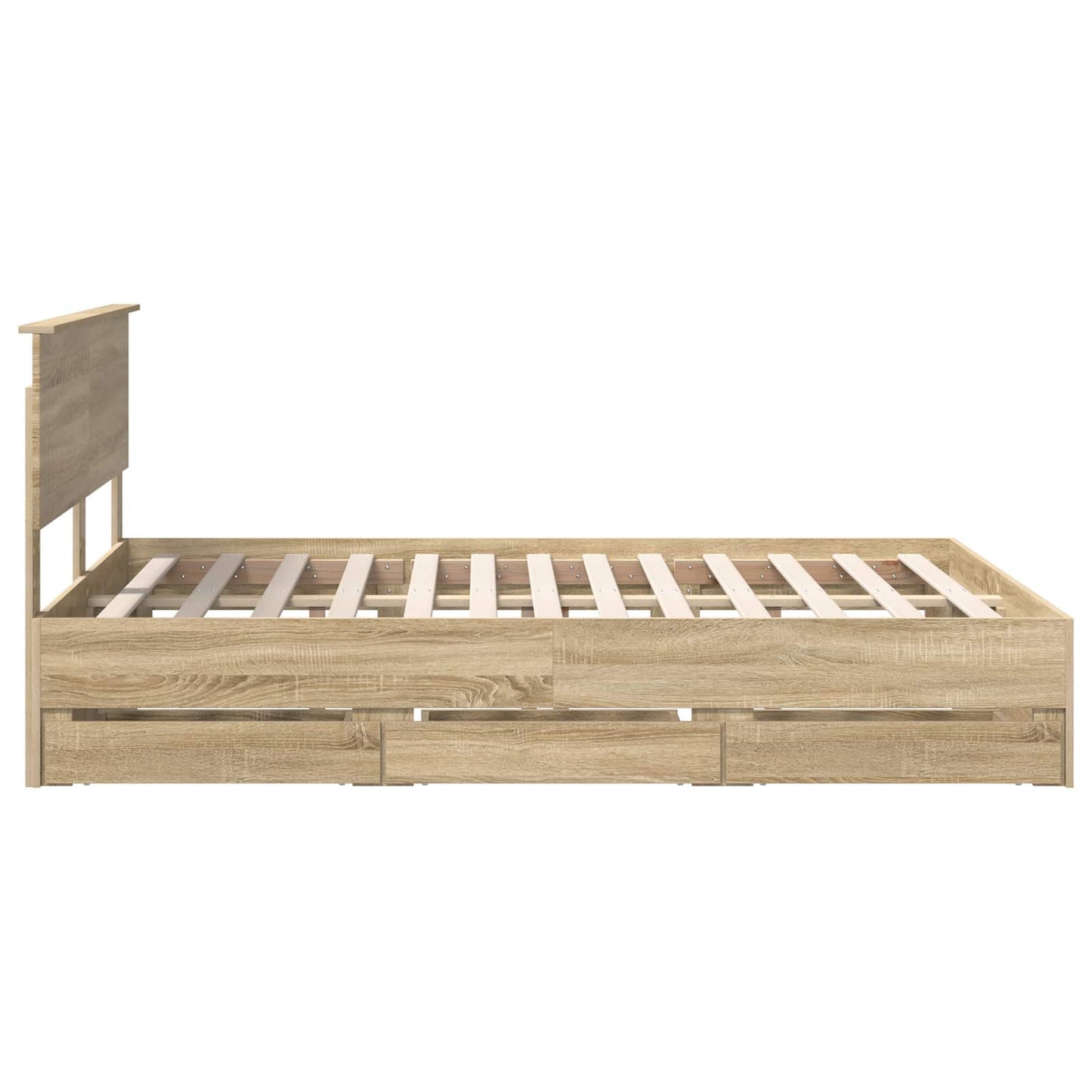 Bedframe met lade Sonoma Eiken 140 x 200 cm Ingenieurshout is nu te koop bij PeponiXL, paradijselijk wonen!