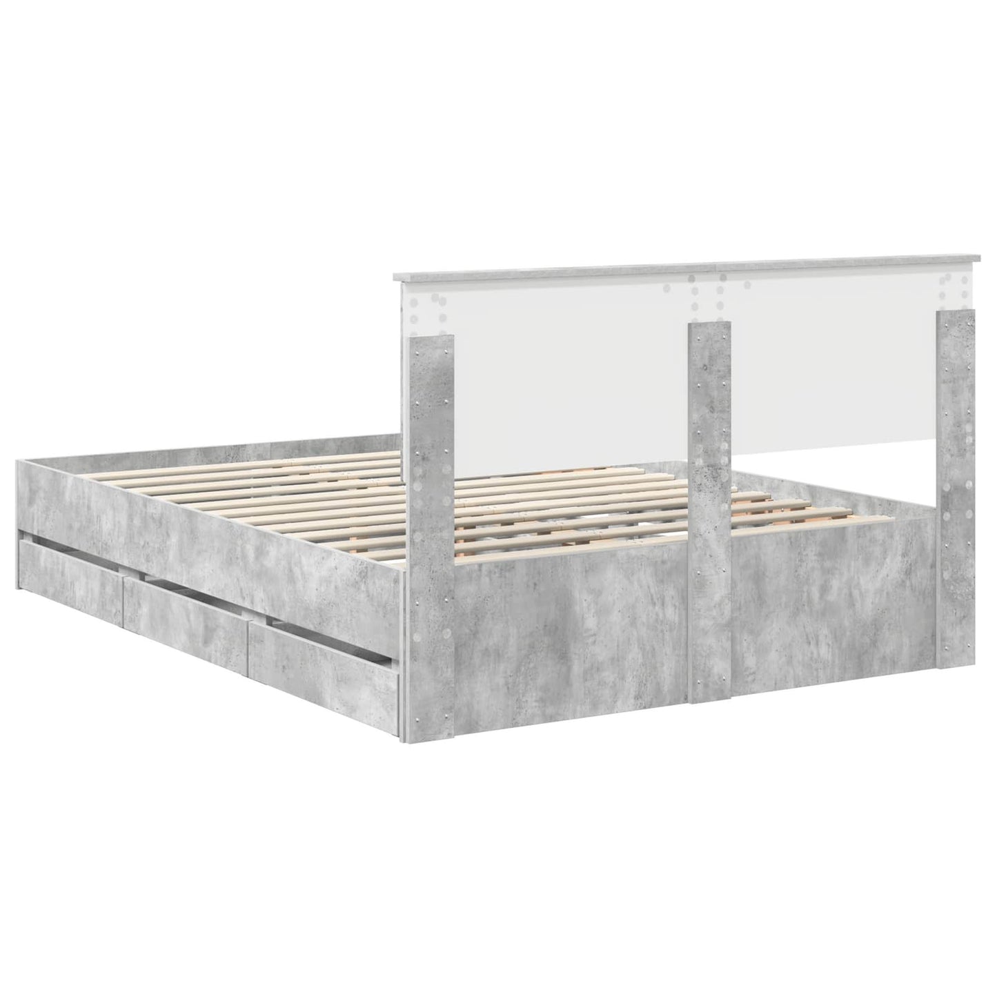 Bedframe met lade Beton Grijs 140 x 200 cm Ingenieurshout is nu te koop bij PeponiXL, paradijselijk wonen!