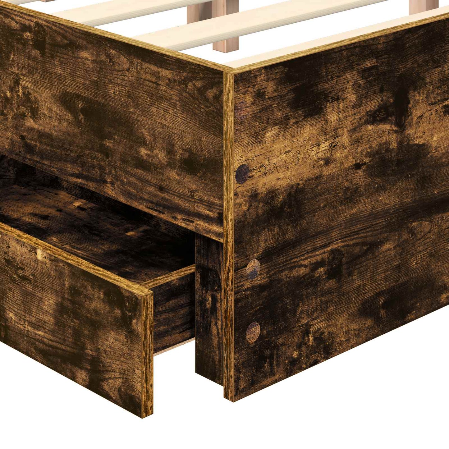 Bedframe met lade Gerookt eiken 140 x 200 cm Ingenieurshout is nu te koop bij PeponiXL, paradijselijk wonen!