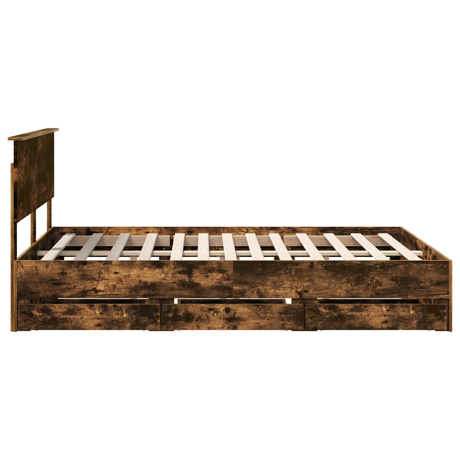 Bedframe met lade Gerookt eiken 140 x 200 cm Ingenieurshout is nu te koop bij PeponiXL, paradijselijk wonen!