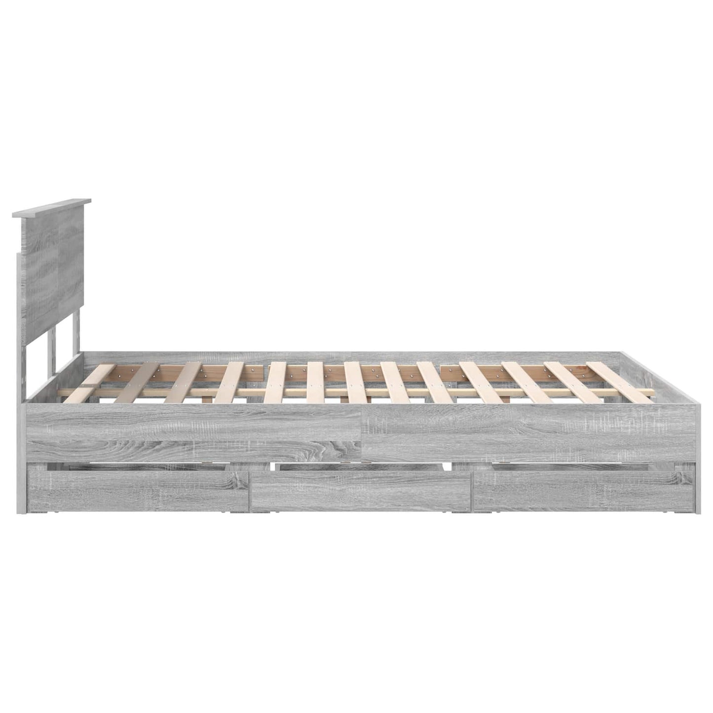 Bedframe met lade Grijs Sonoma 140 x 200 cm Ingenieurshout is nu te koop bij PeponiXL, paradijselijk wonen!