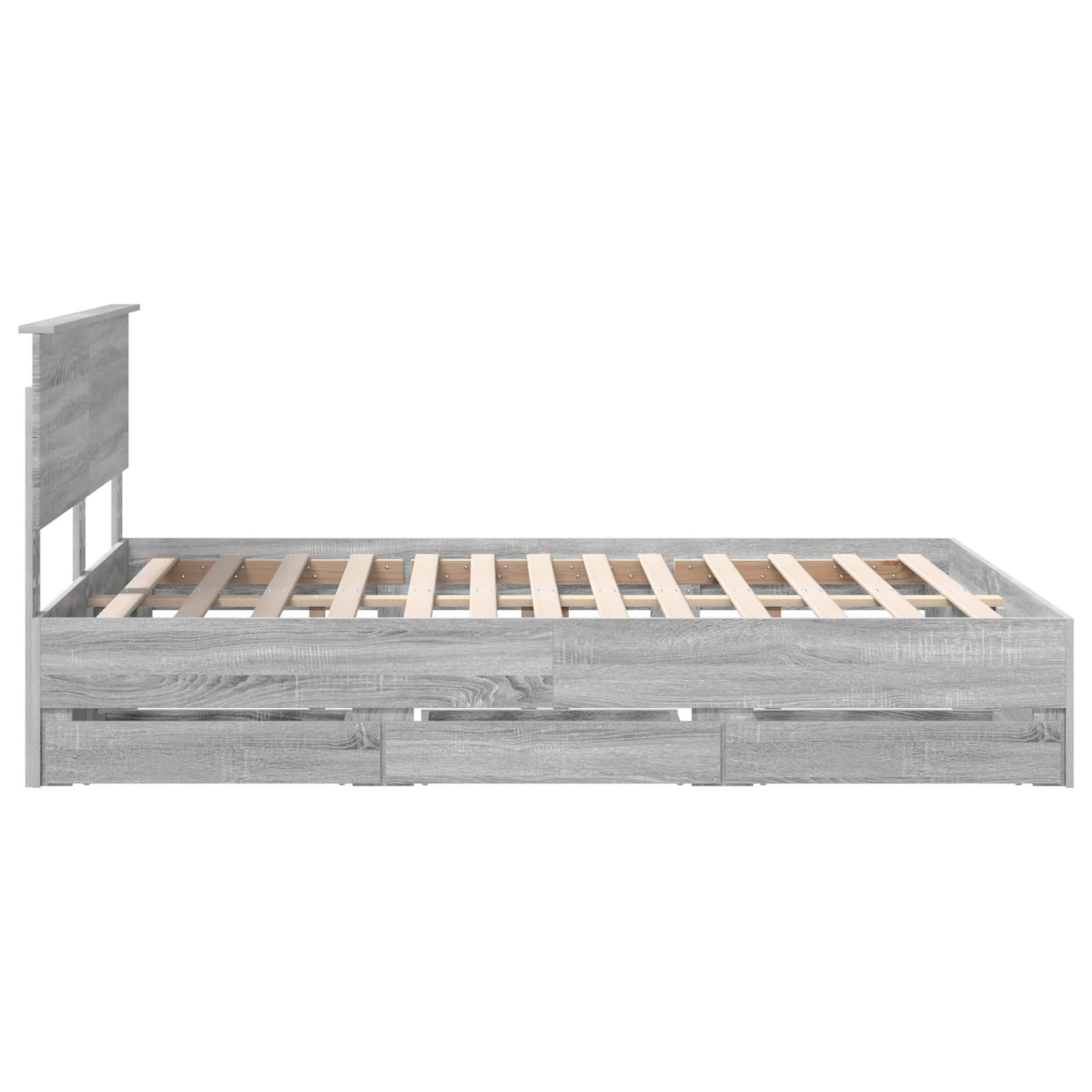 Bedframe met lade Grijs Sonoma 140 x 200 cm Ingenieurshout is nu te koop bij PeponiXL, paradijselijk wonen!