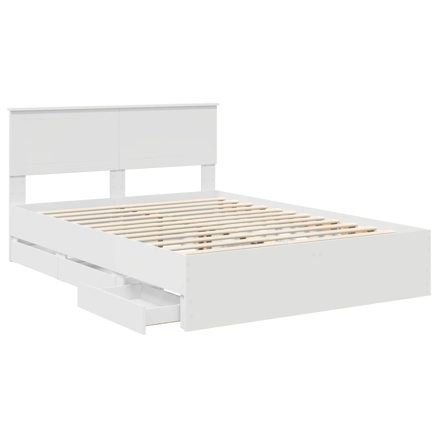Bedframe met lade met opslag Wit 140 x 190 cm Ingenieurshout is nu te koop bij PeponiXL, paradijselijk wonen!