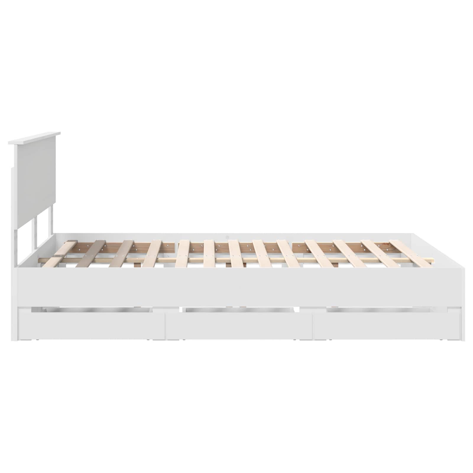 Bedframe met lade met opslag Wit 140 x 190 cm Ingenieurshout is nu te koop bij PeponiXL, paradijselijk wonen!