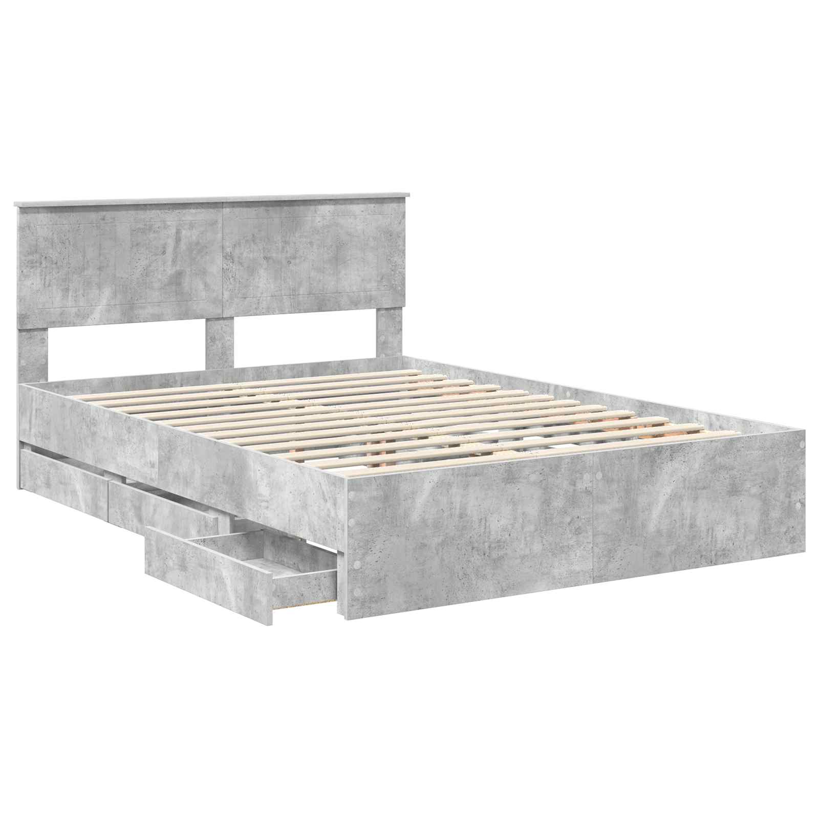 Bedframe met lade Beton Grijs 135 x 190 cm Ingenieurshout is nu te koop bij PeponiXL, paradijselijk wonen!